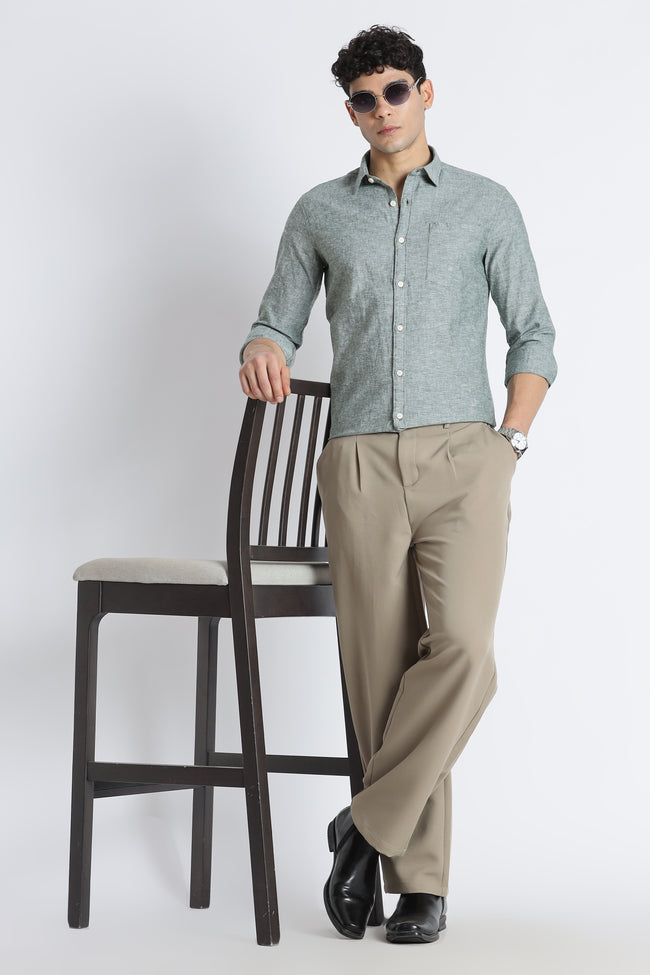 Men Linen Solid Casual Shirt