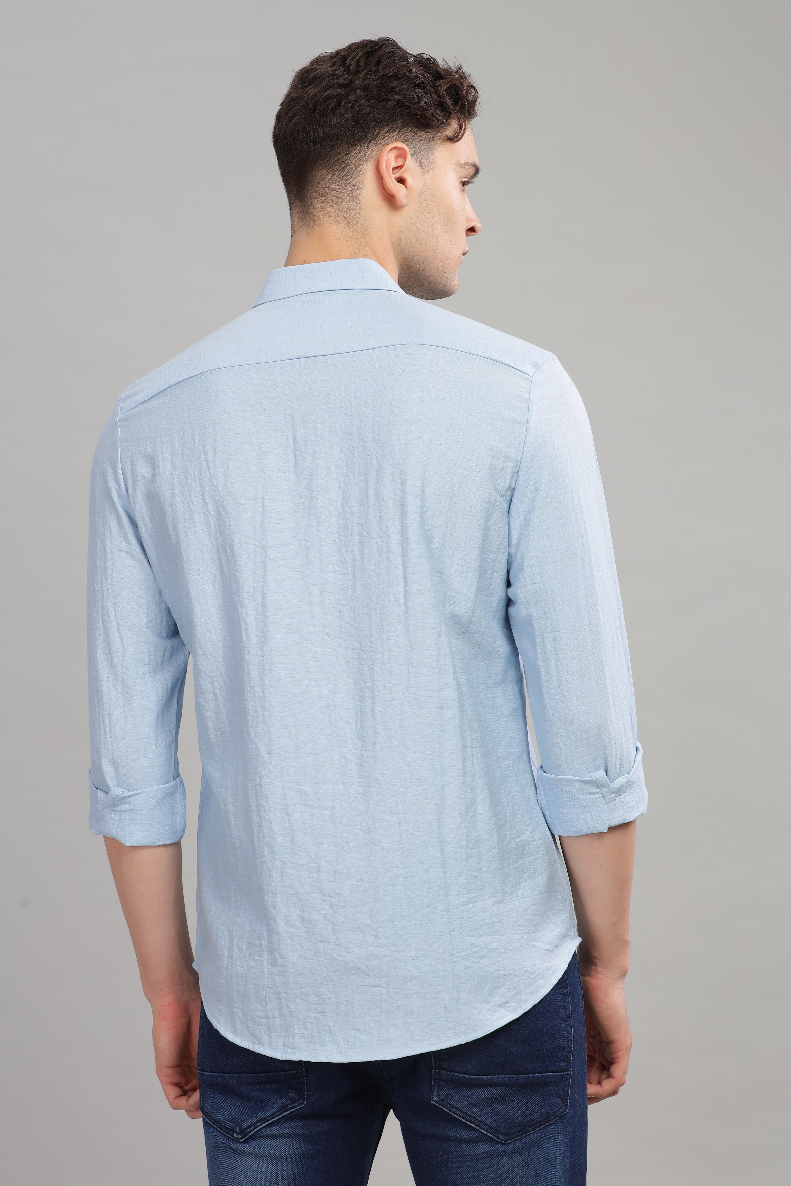 Men Sky Blue Slim Fit Shirt