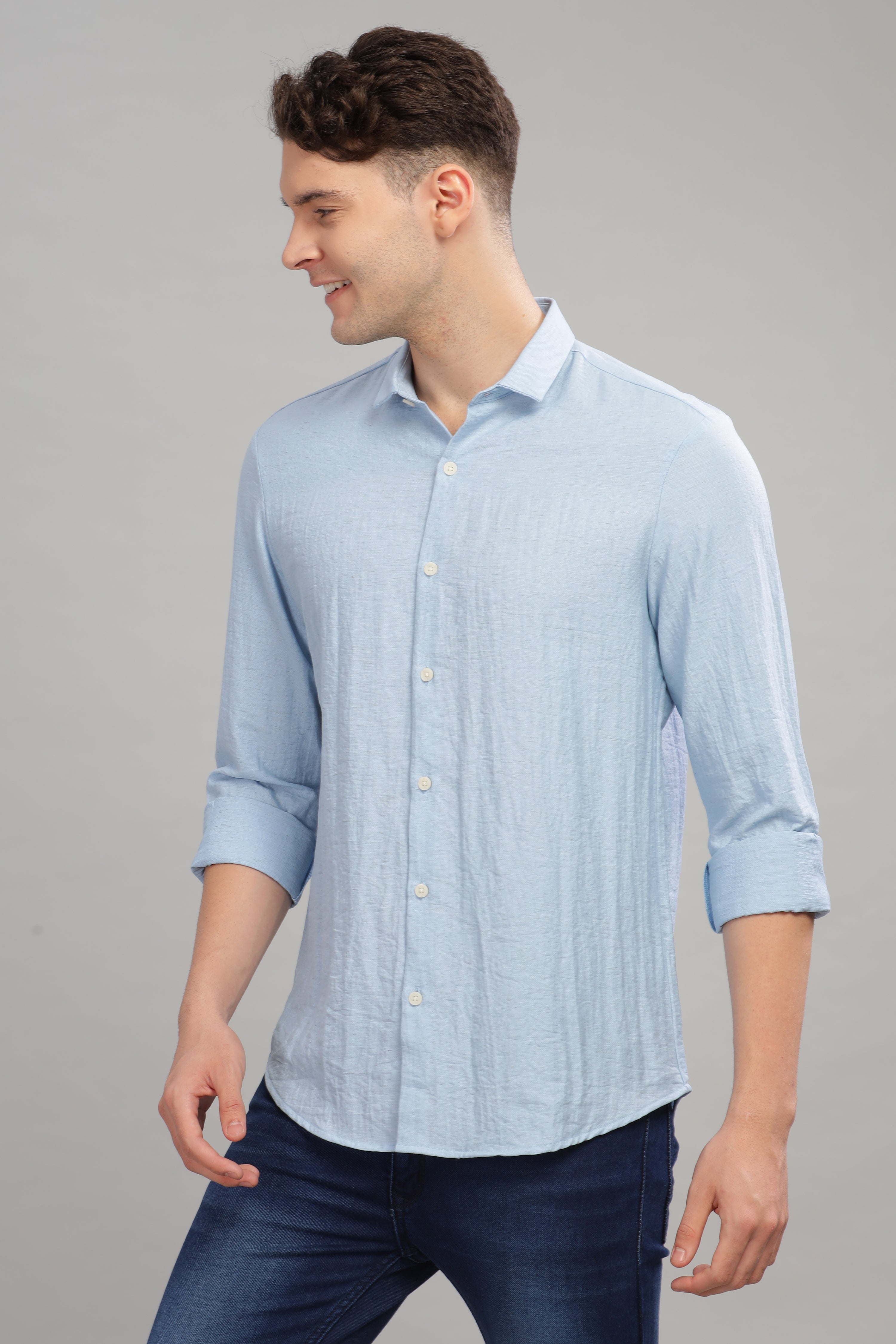 Men Sky Blue Slim Fit Shirt