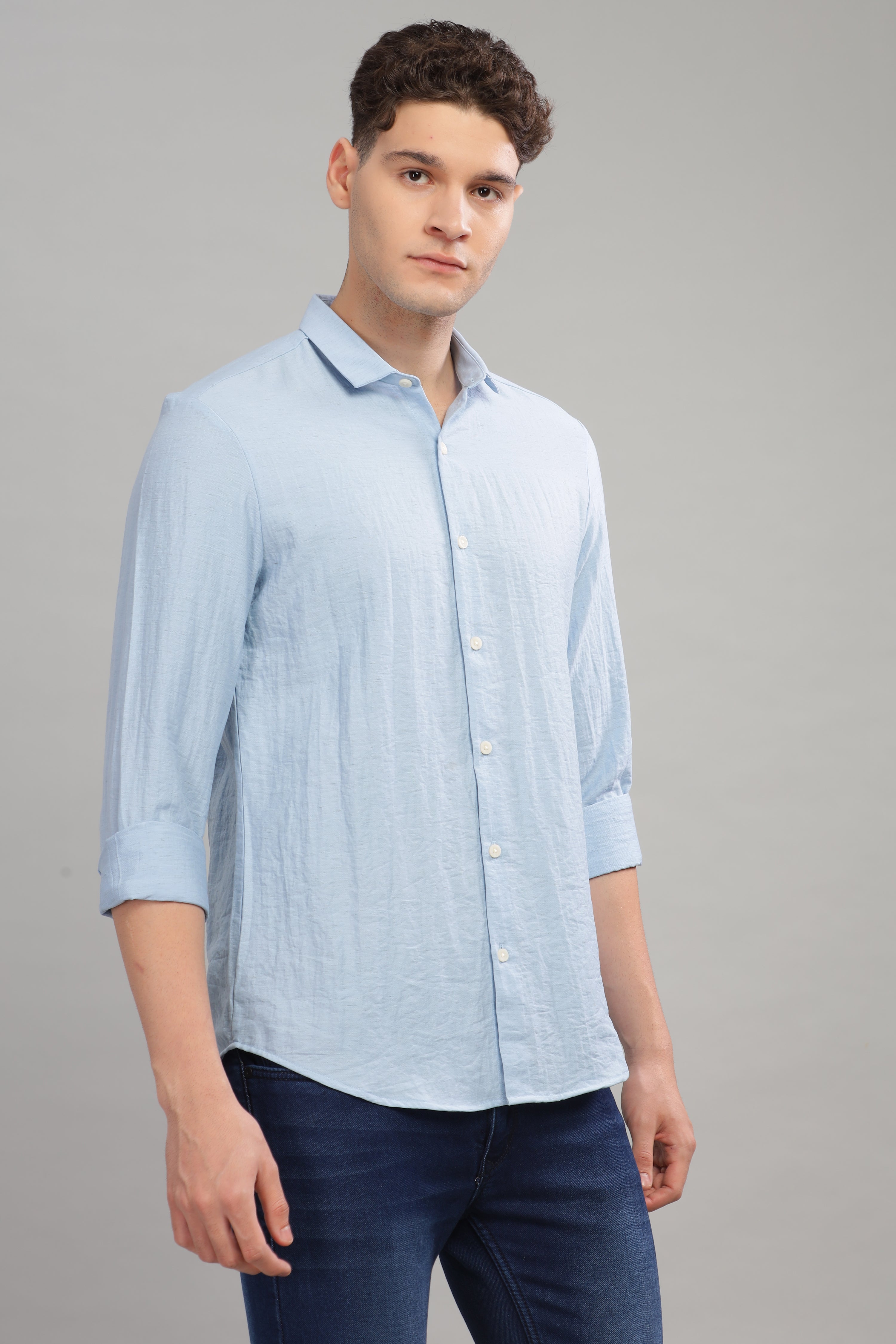 Men Sky Blue Slim Fit Shirt