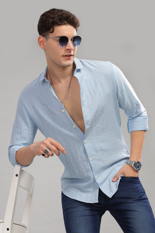 Men Sky Blue Slim Fit Shirt