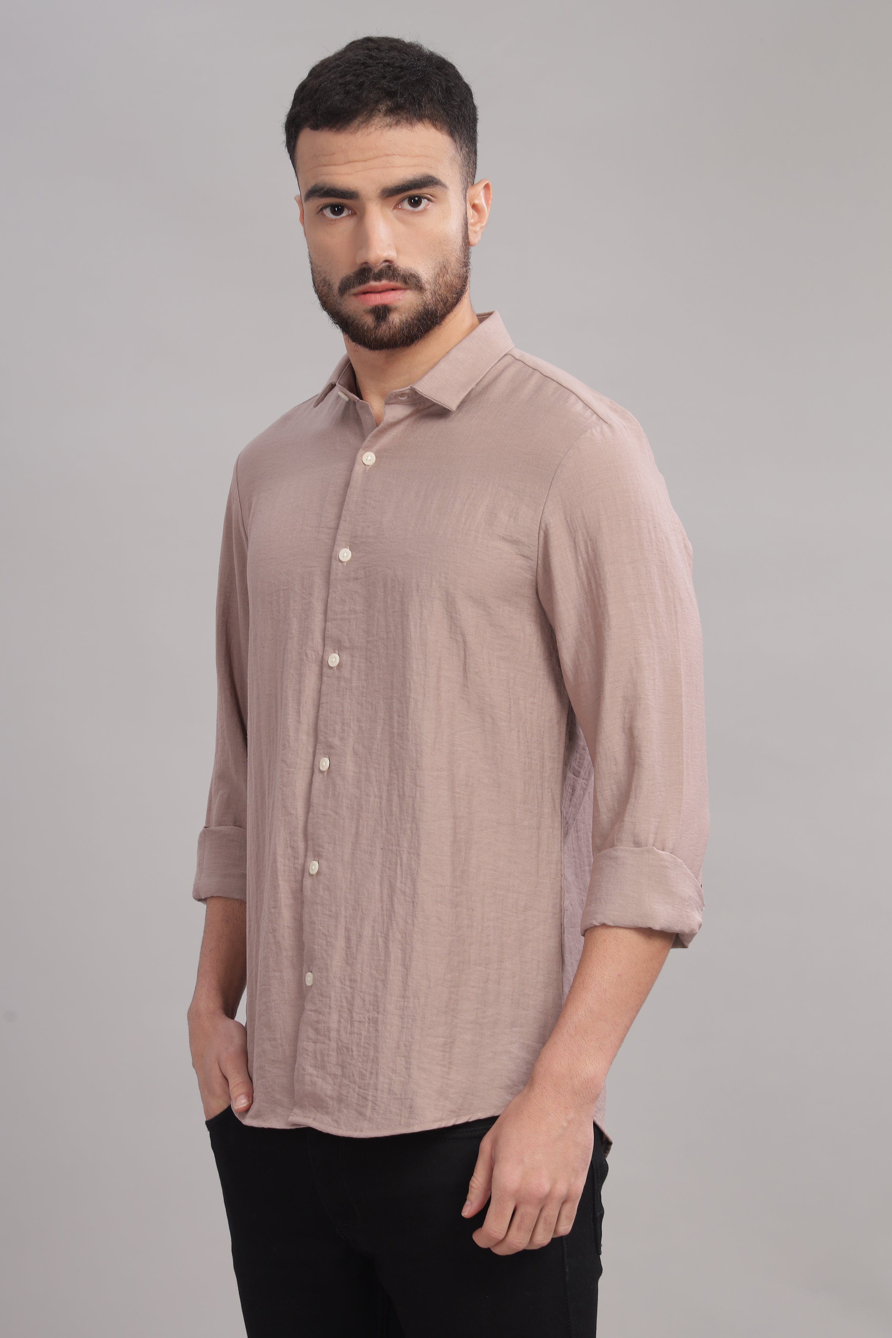 Men Marble Pink Slim Fit Shirt