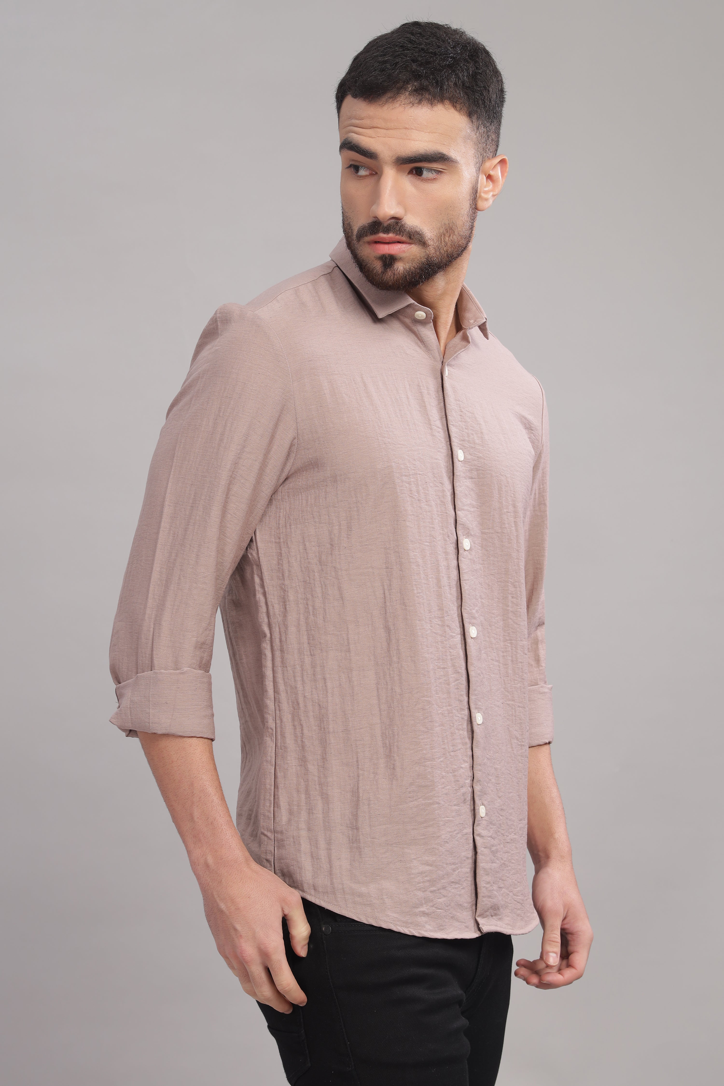 Men Marble Pink Slim Fit Shirt