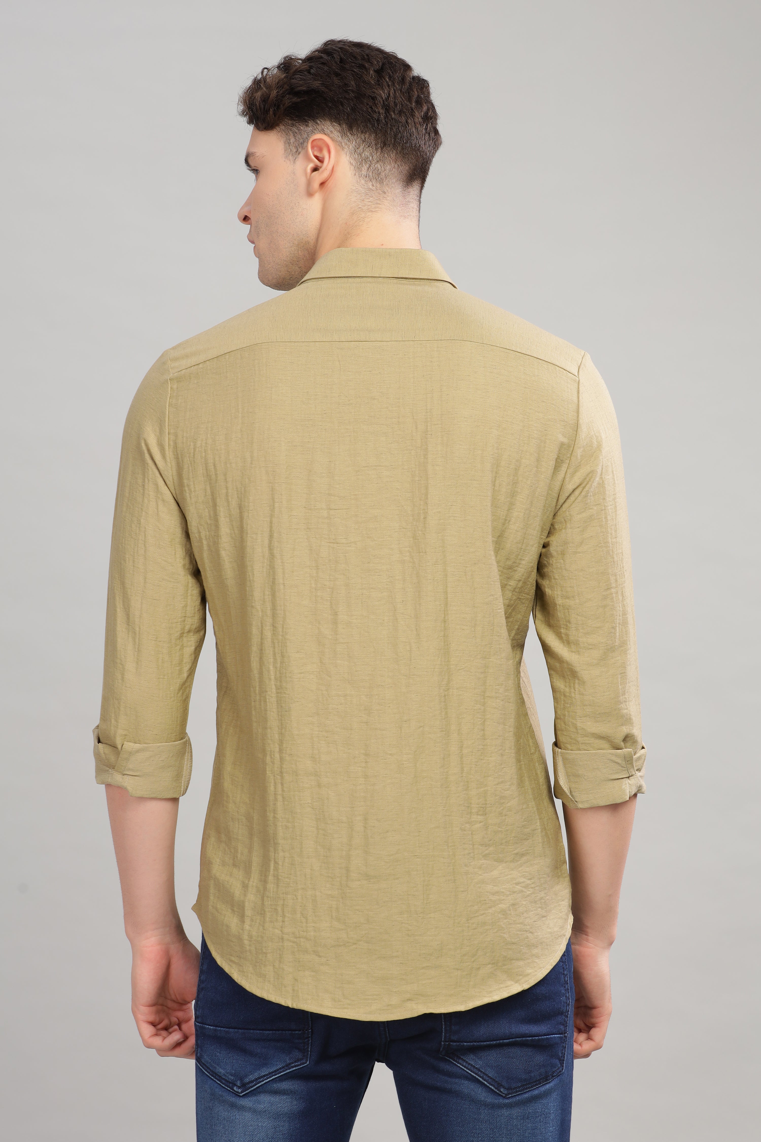 Men Olive Slim Fit Shirt