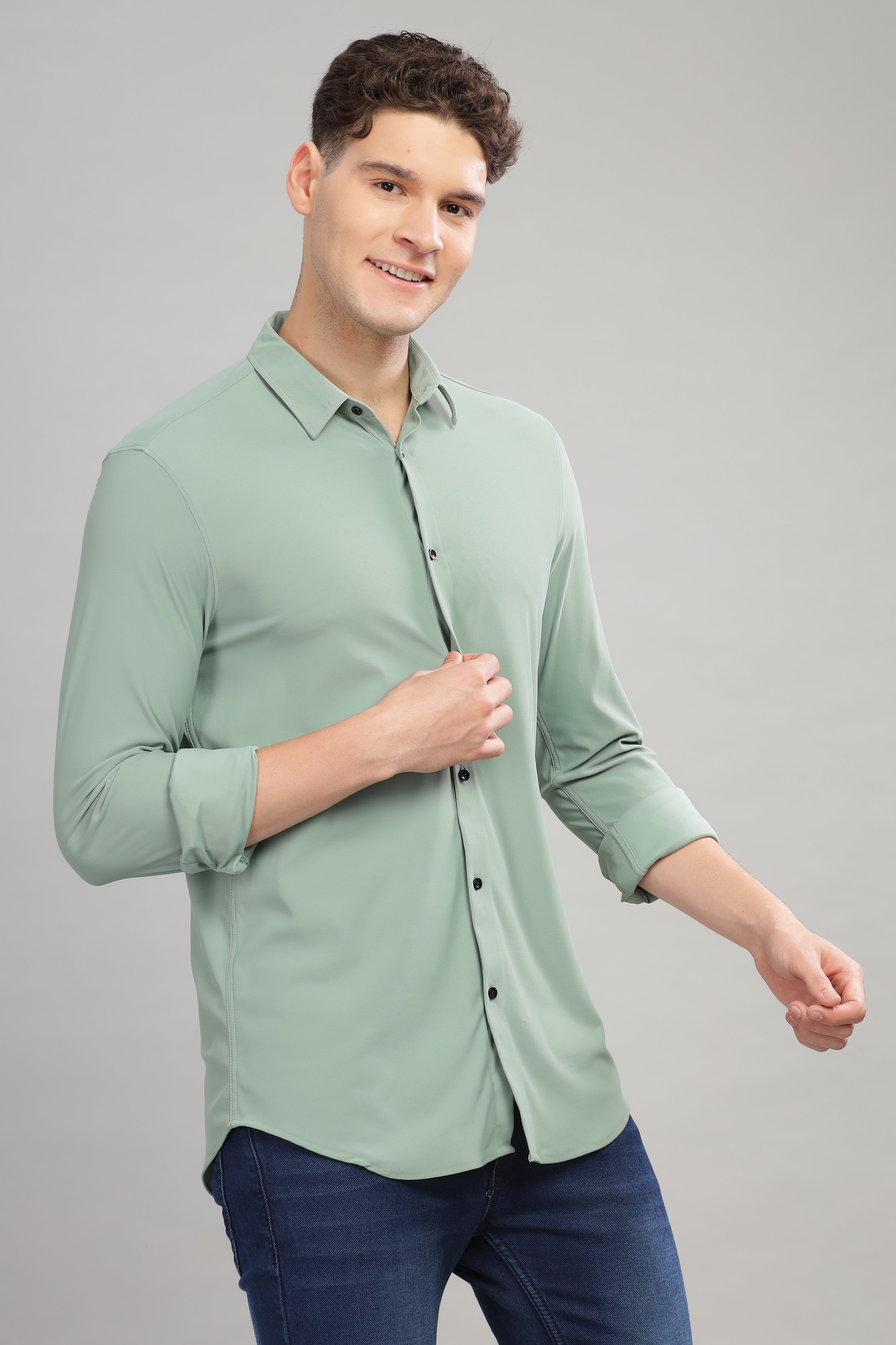 Men Green Slim Fit Shirt
