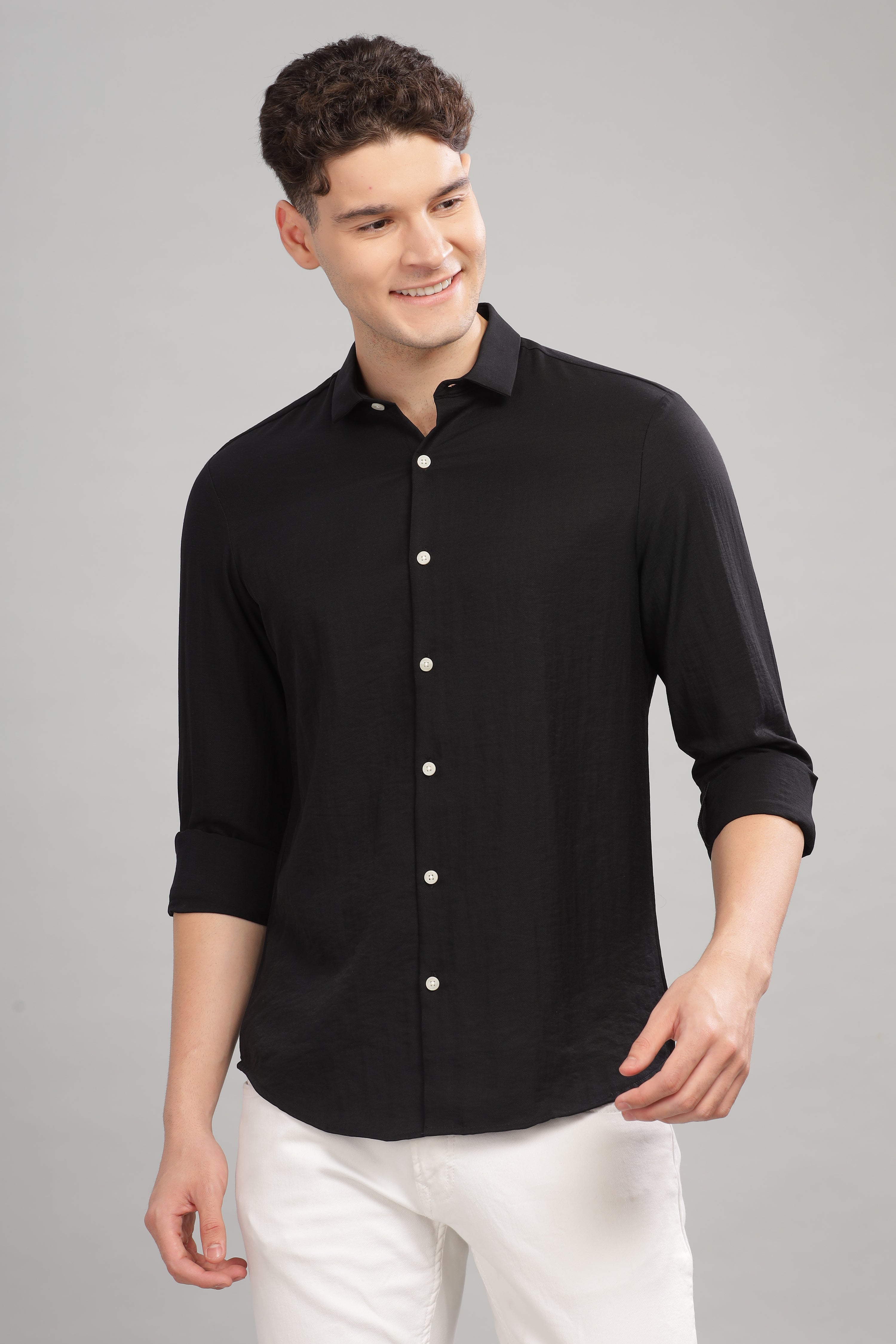 Men Black Slim Fit Shirt