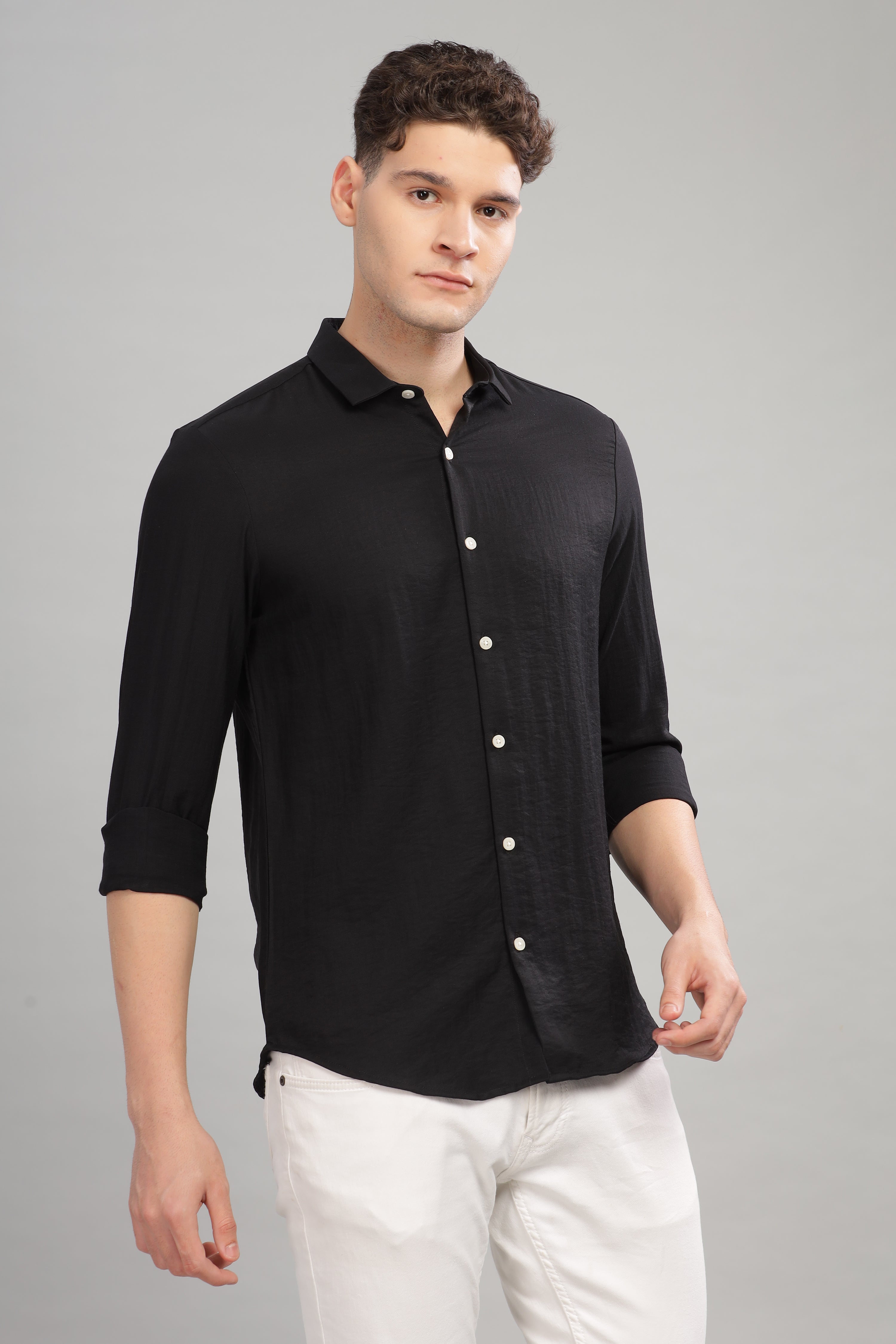 Men Black Slim Fit Shirt
