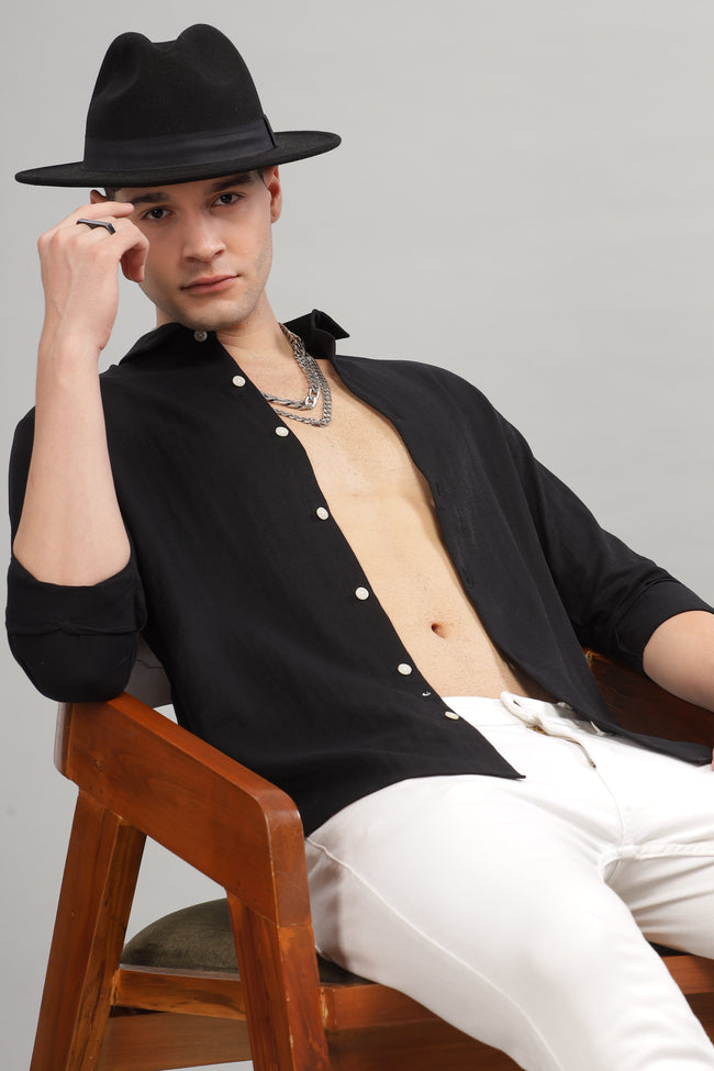 Men Black Slim Fit Shirt
