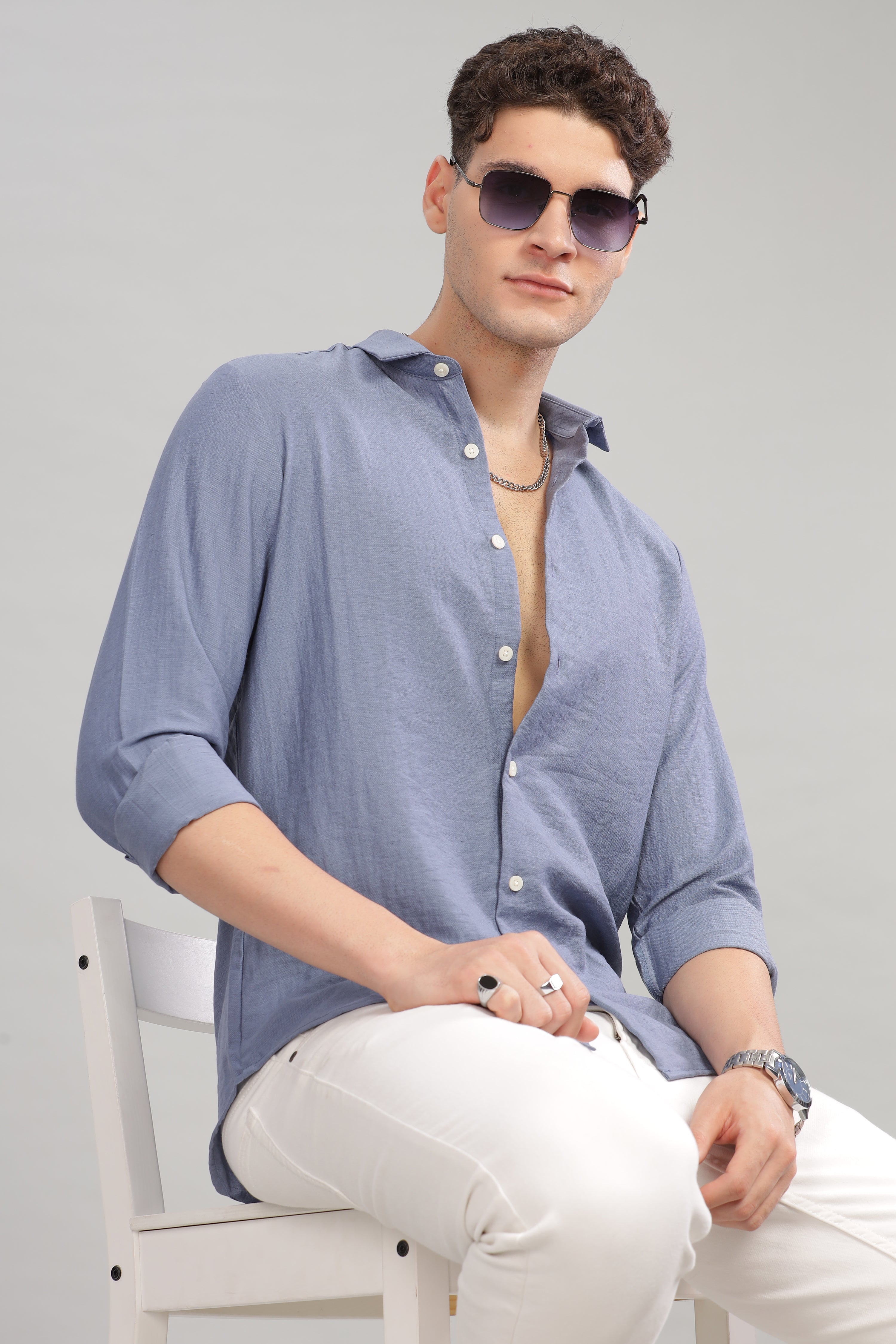 Men Blue Slim Fit Shirt
