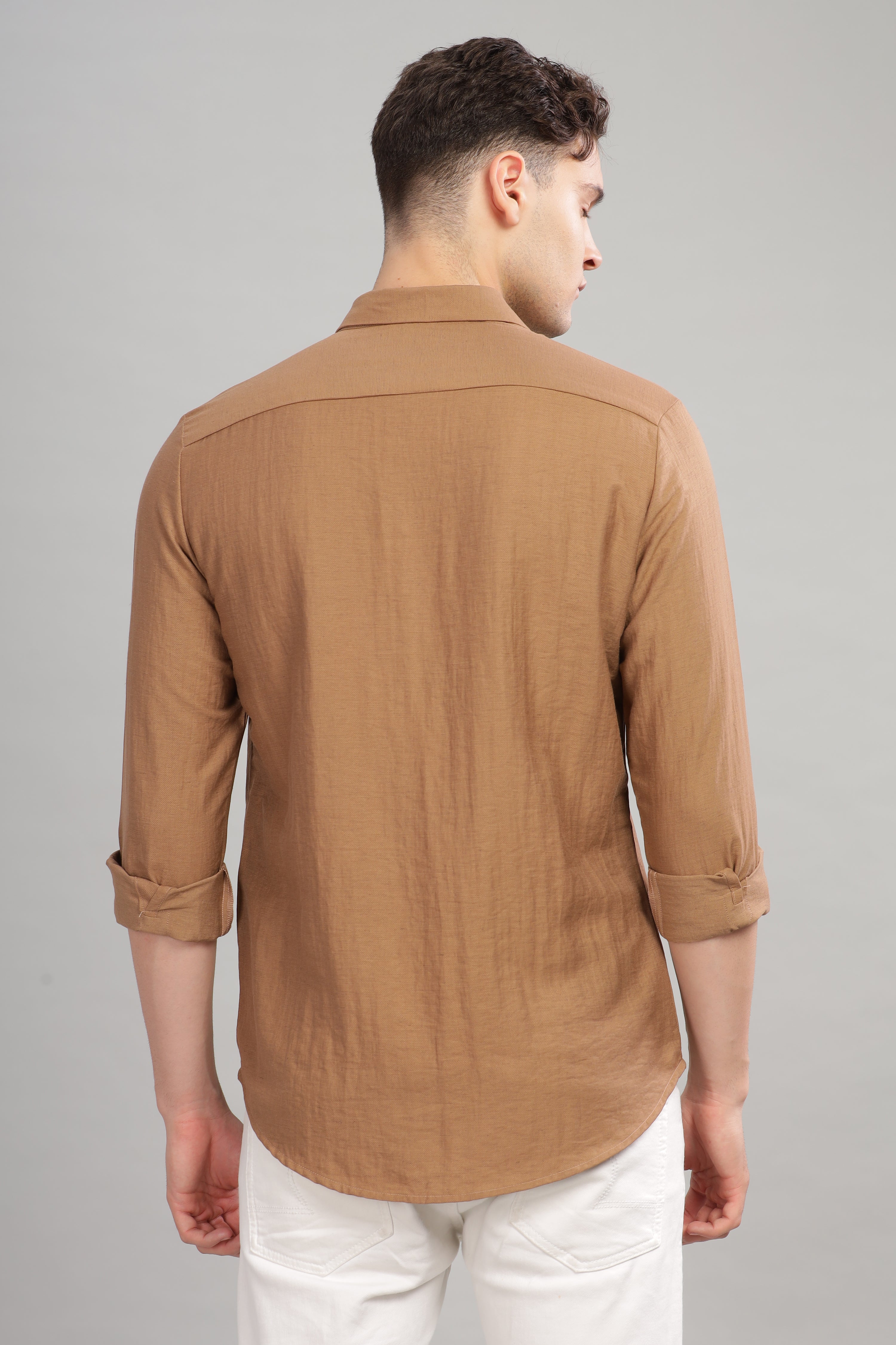Men Khaki Slim Fit Shirt