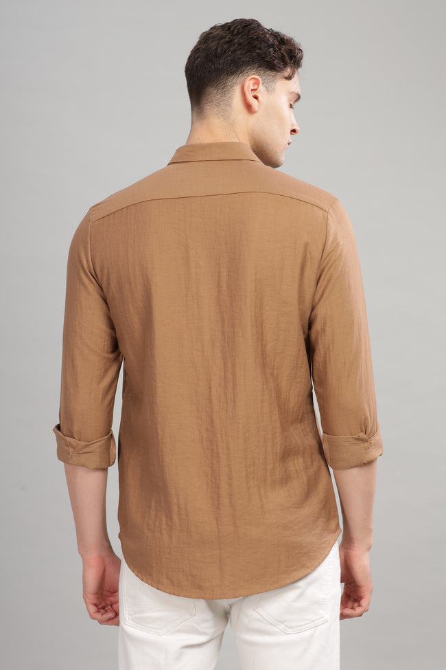 Men Khaki Slim Fit Shirt
