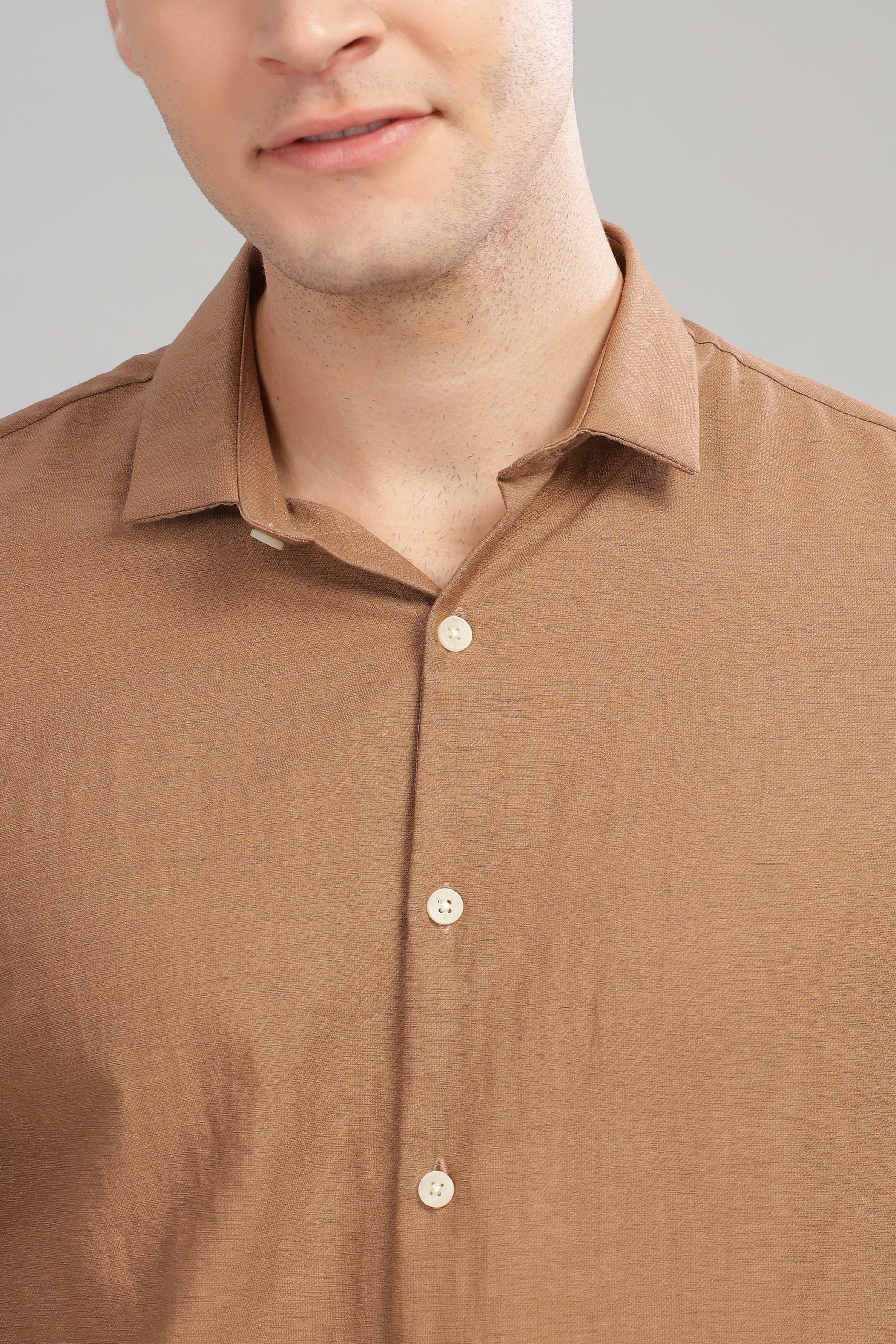 Men Khaki Slim Fit Shirt