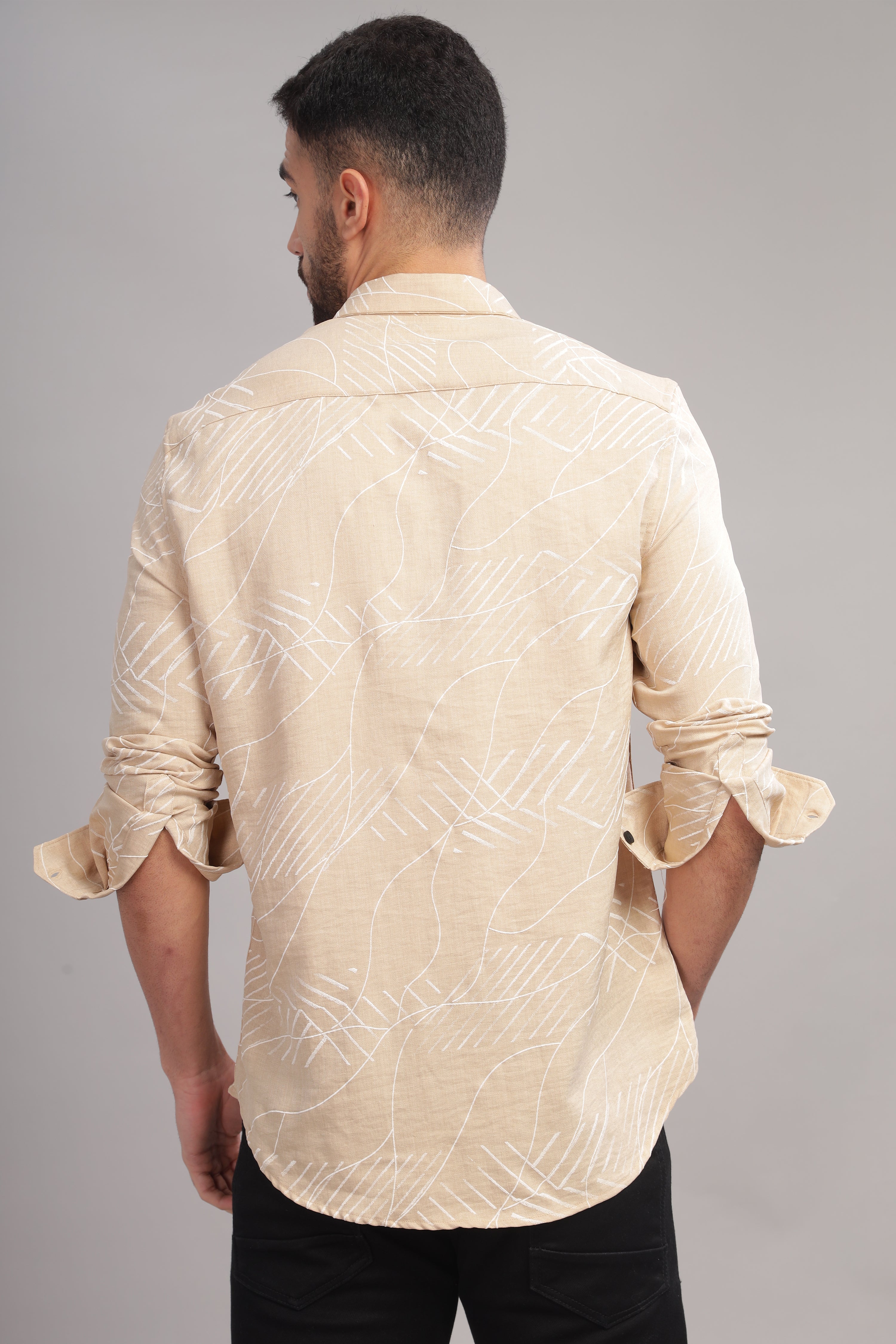 Men Cream Slim Fit Shirt