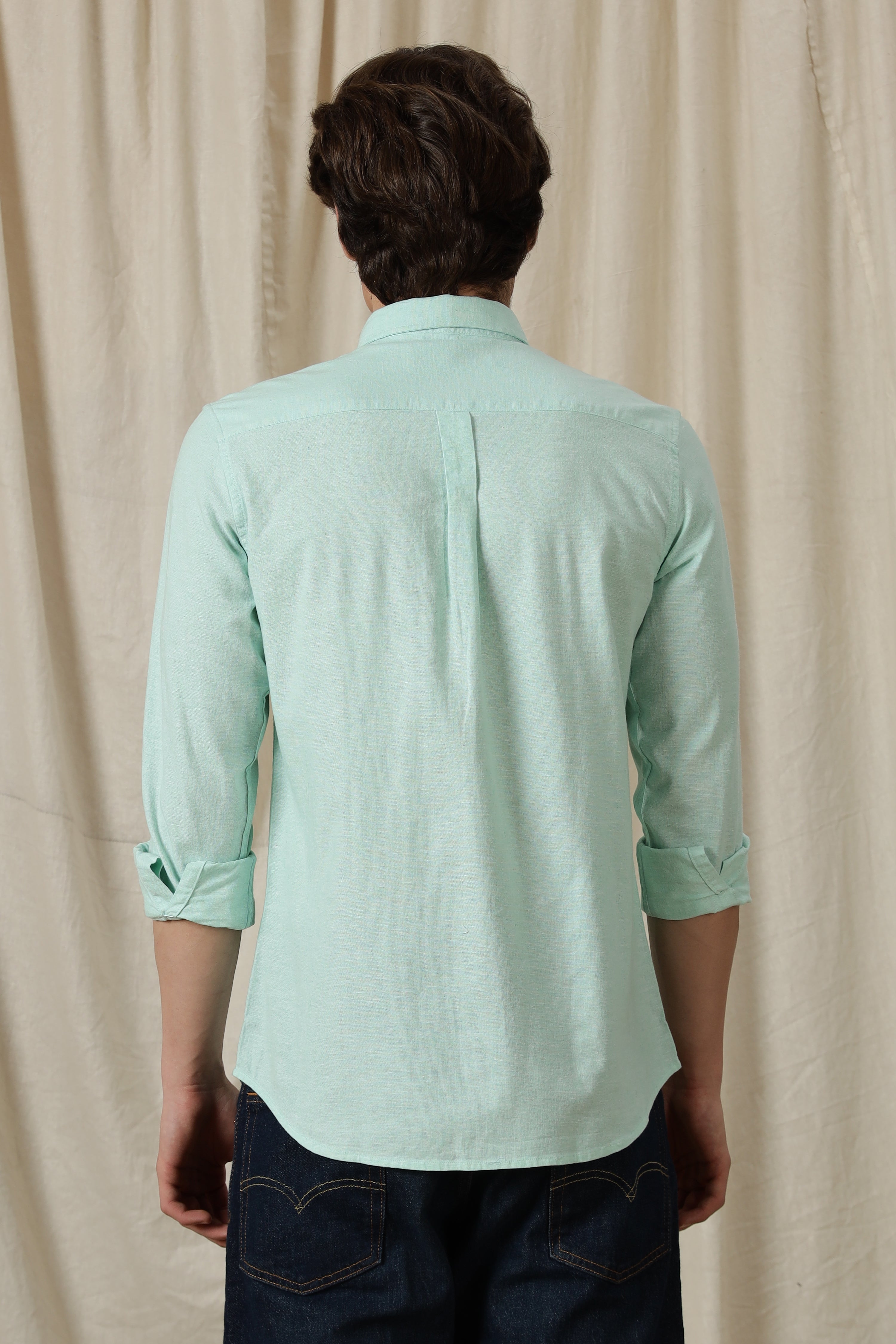Men Linen Solid Casual Shirt