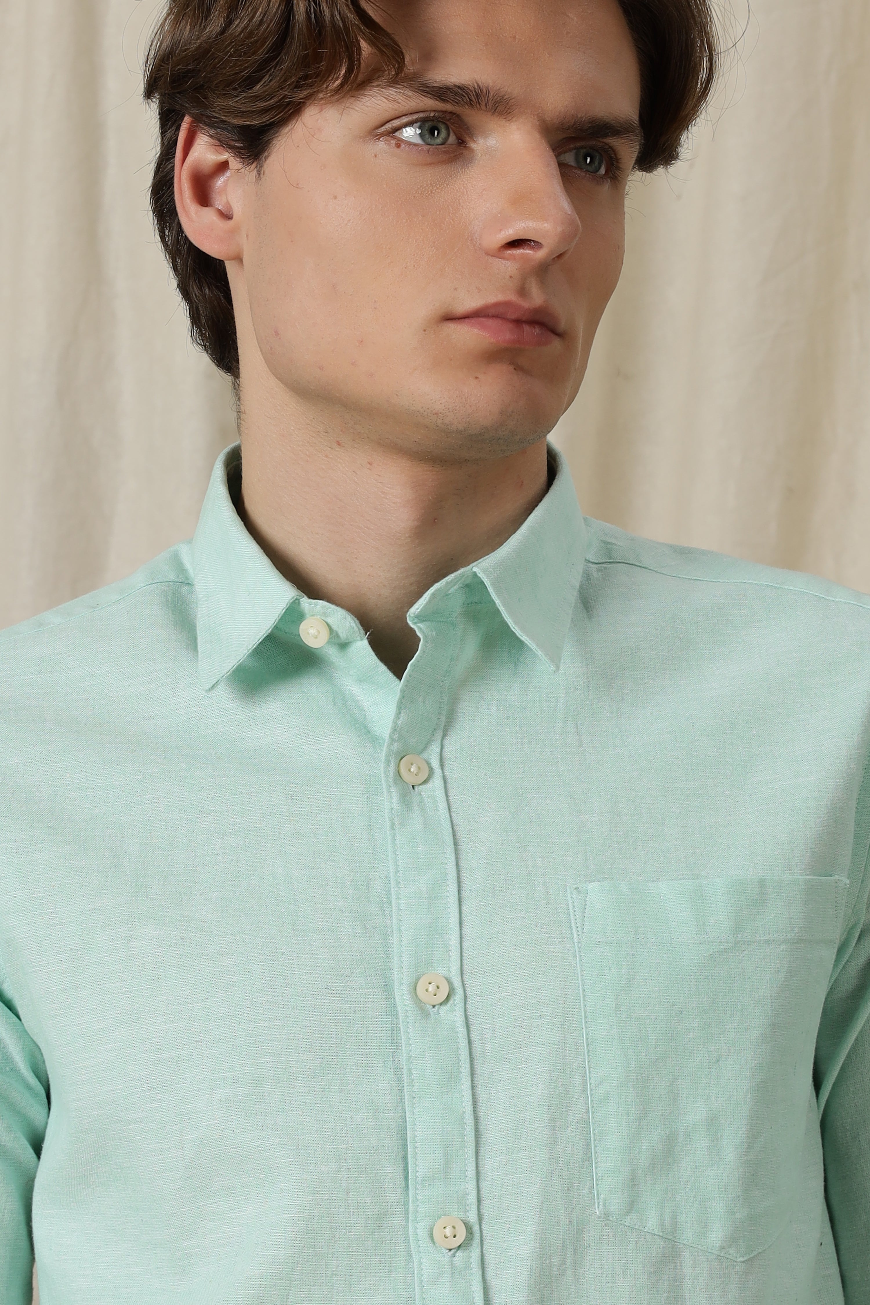 Men Linen Solid Casual Shirt