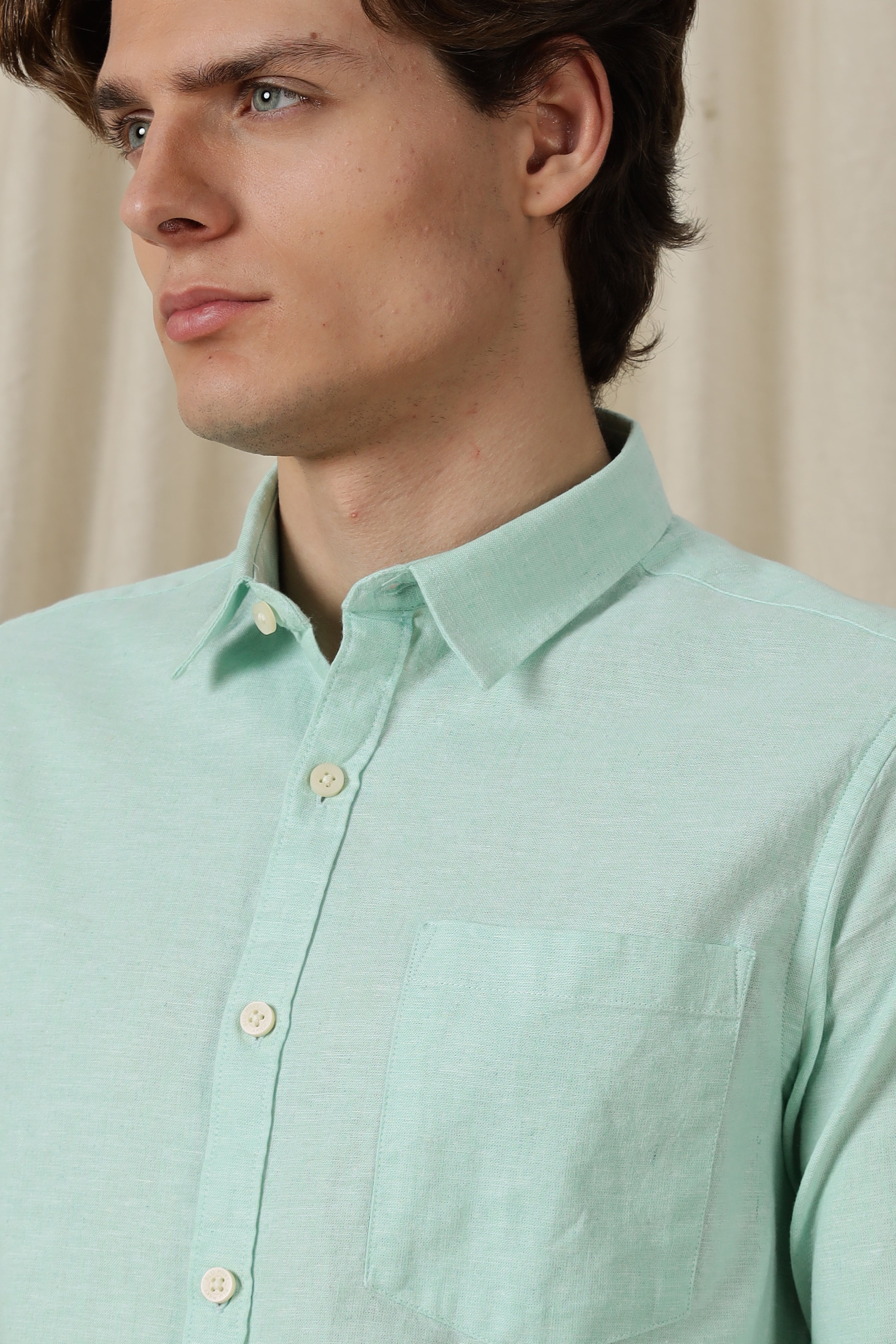 Men Linen Solid Casual Shirt