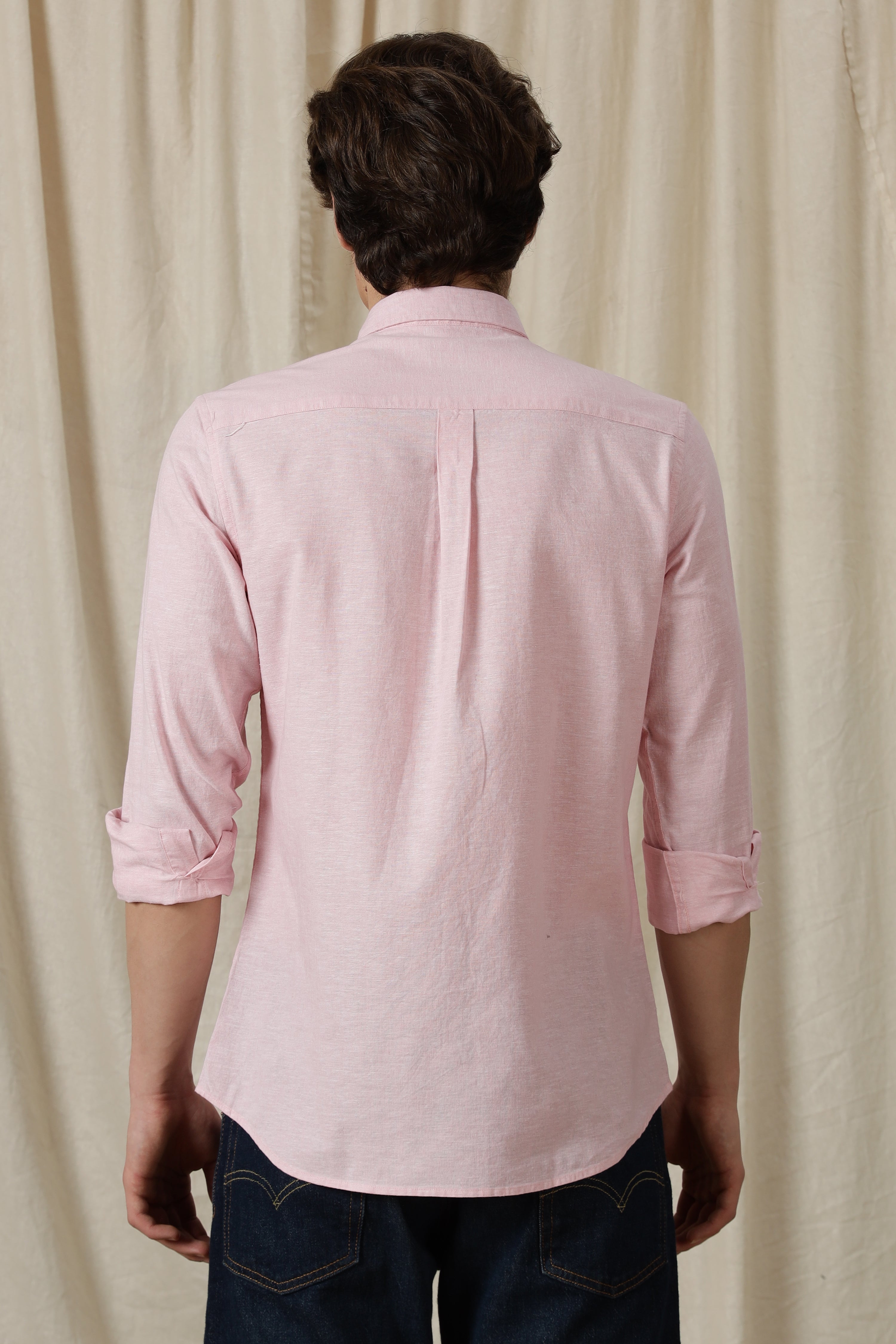 Men Linen Solid Casual Shirt