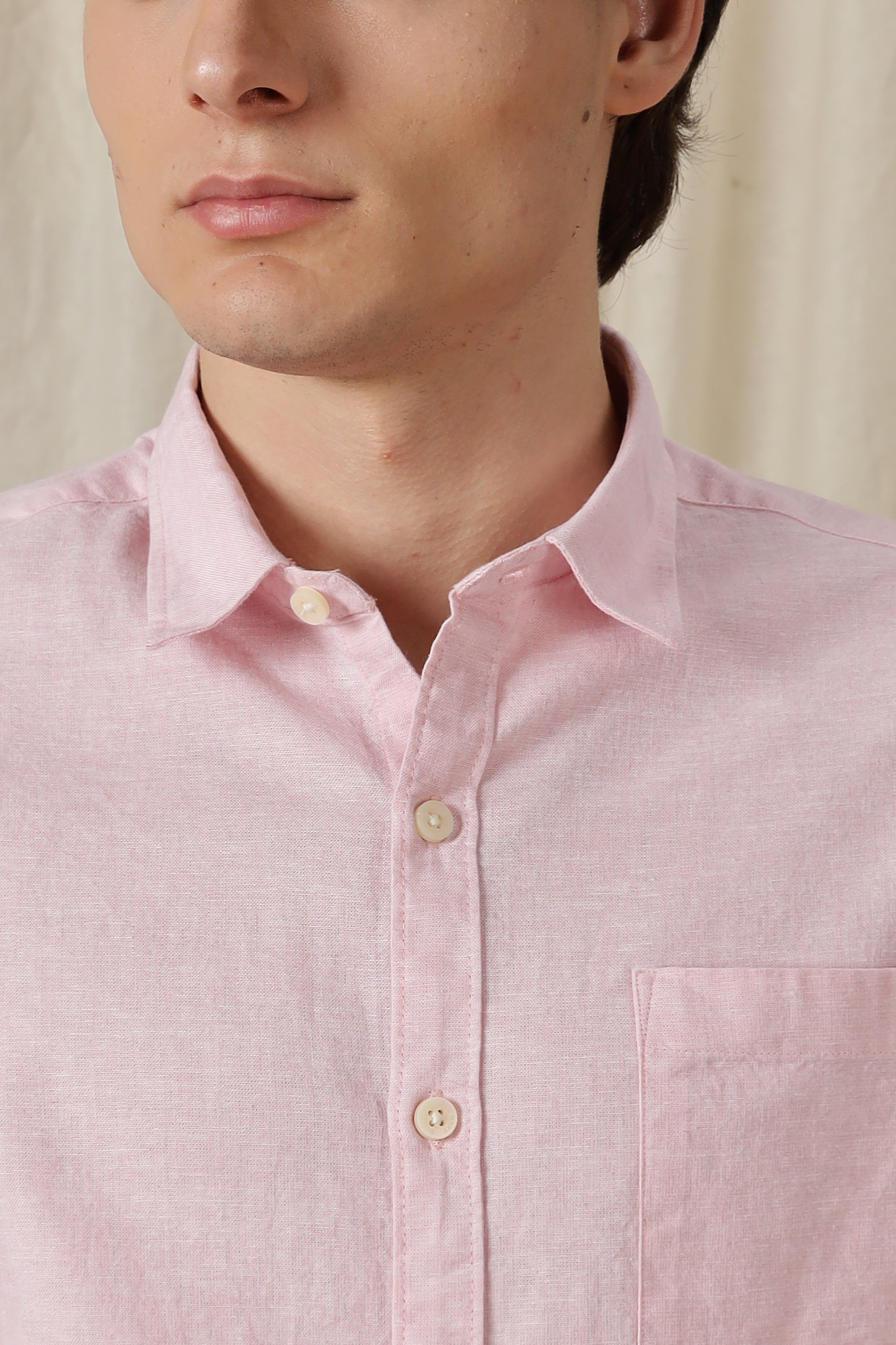 Men Linen Solid Casual Shirt