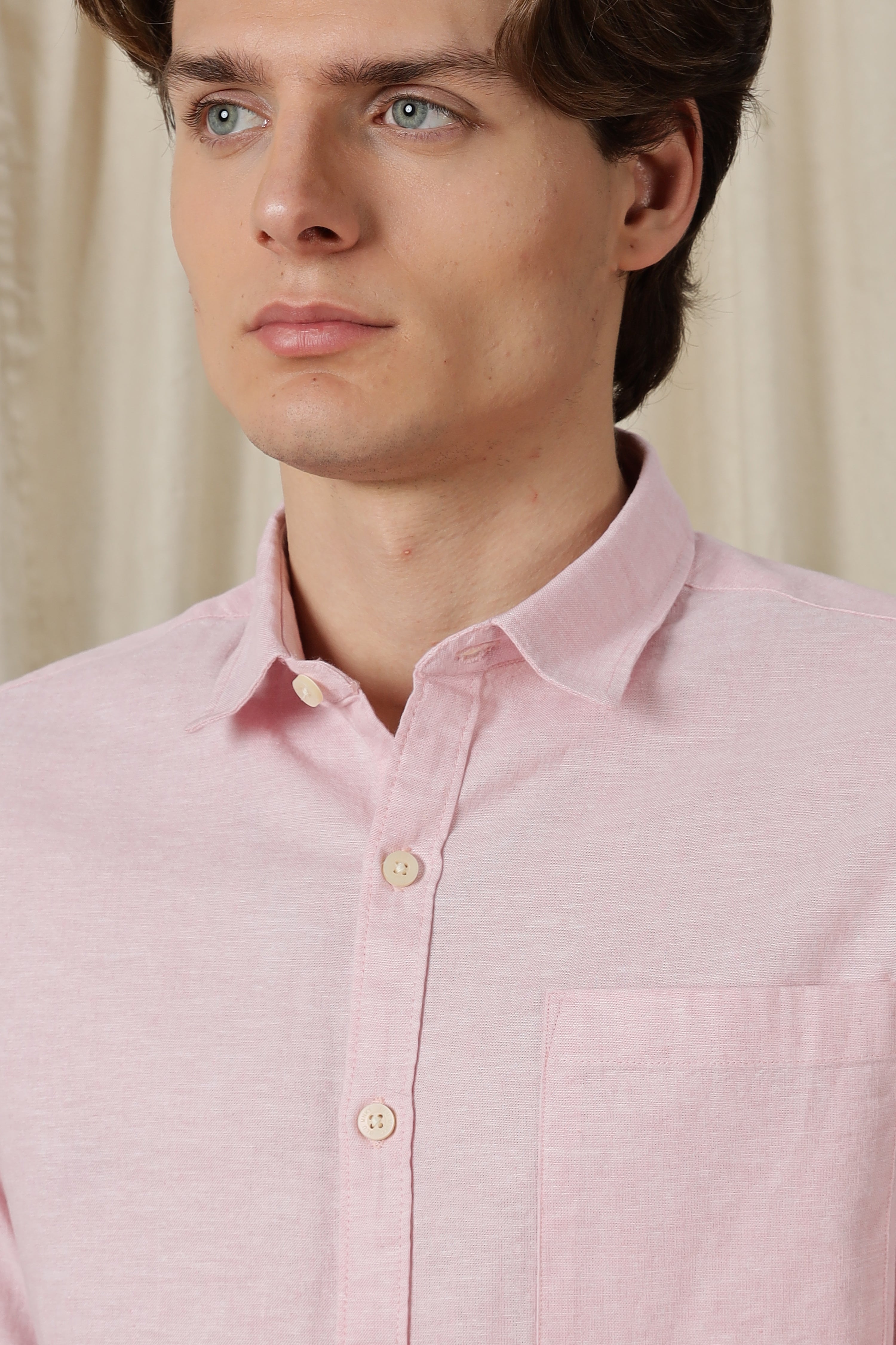 Men Linen Solid Casual Shirt