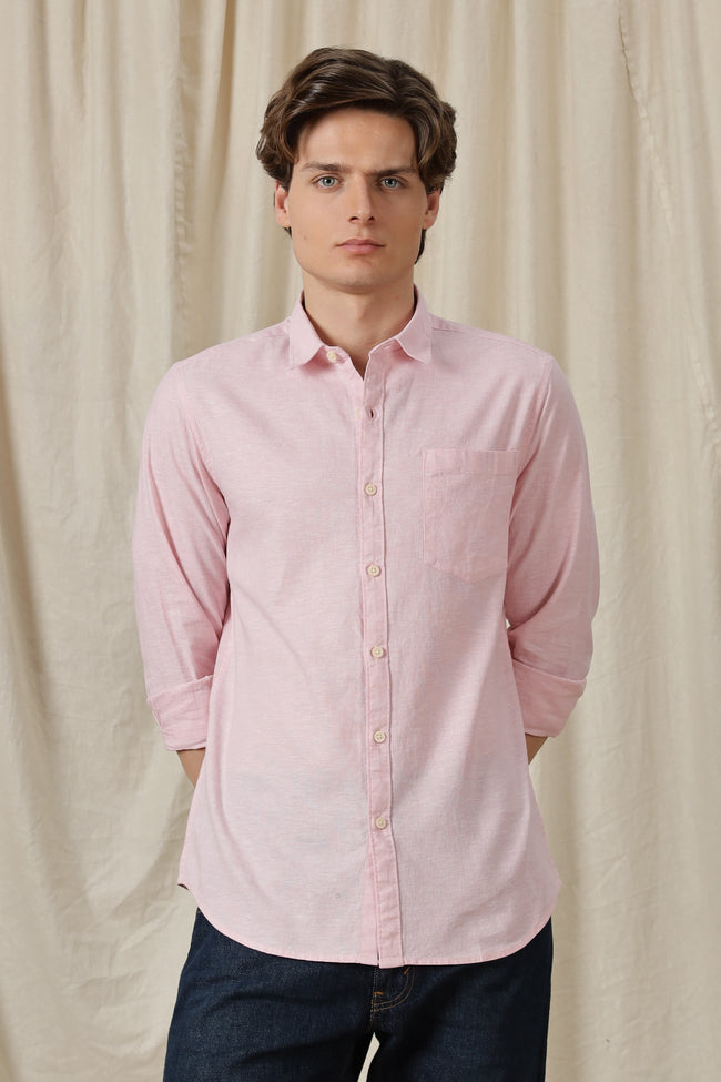 Men Linen Solid Casual Shirt