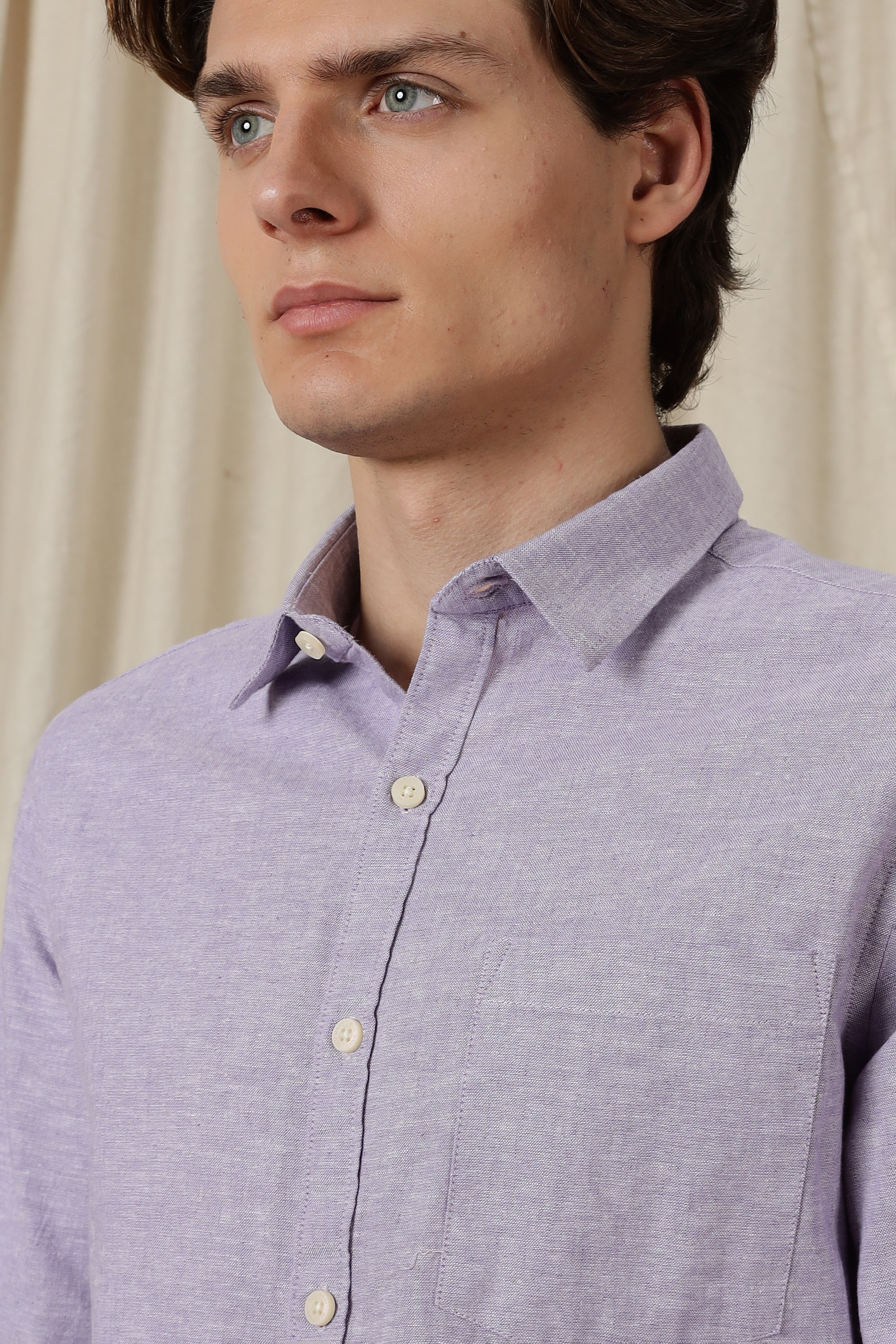 Men Linen Solid Casual Shirt
