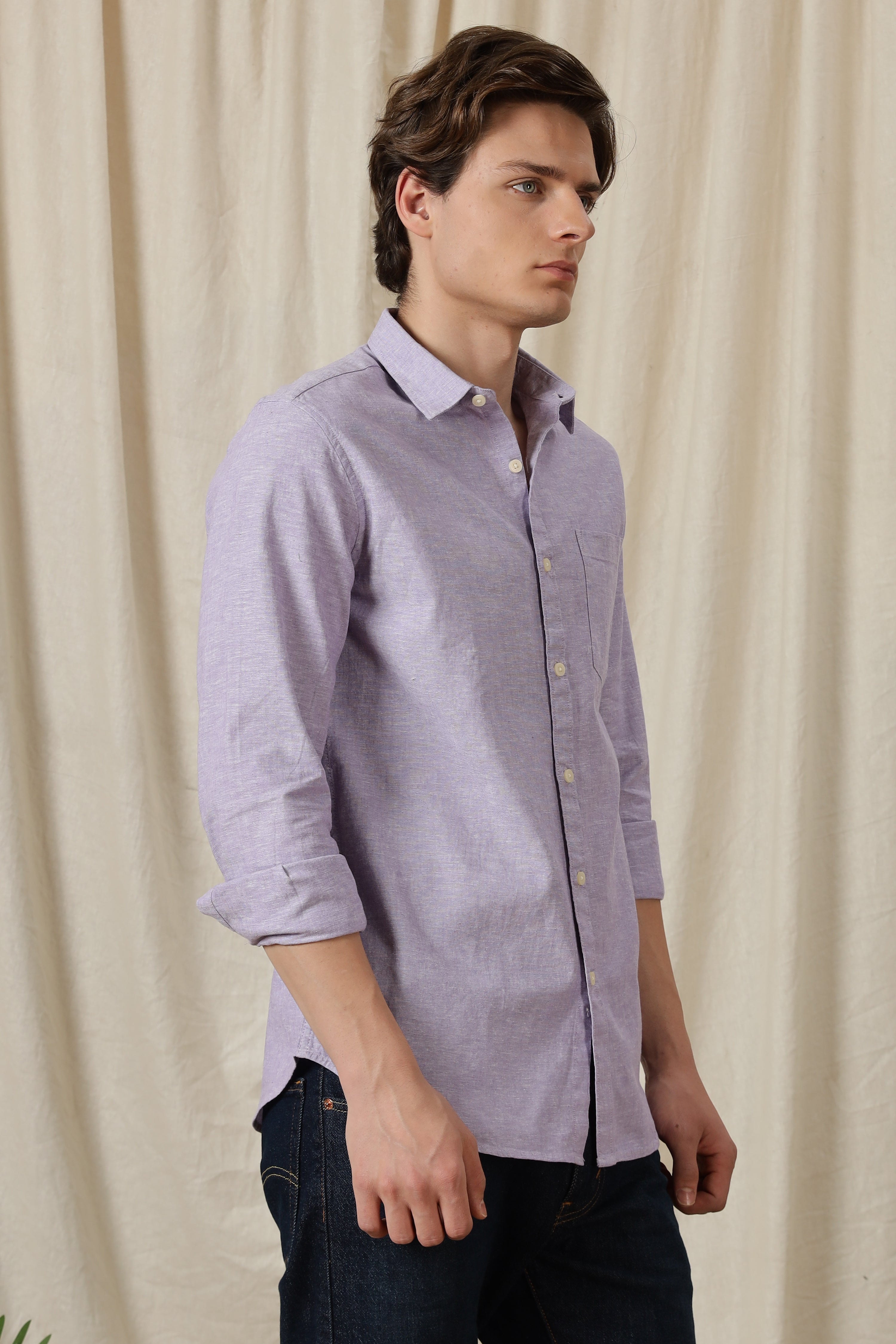 Men Linen Solid Casual Shirt
