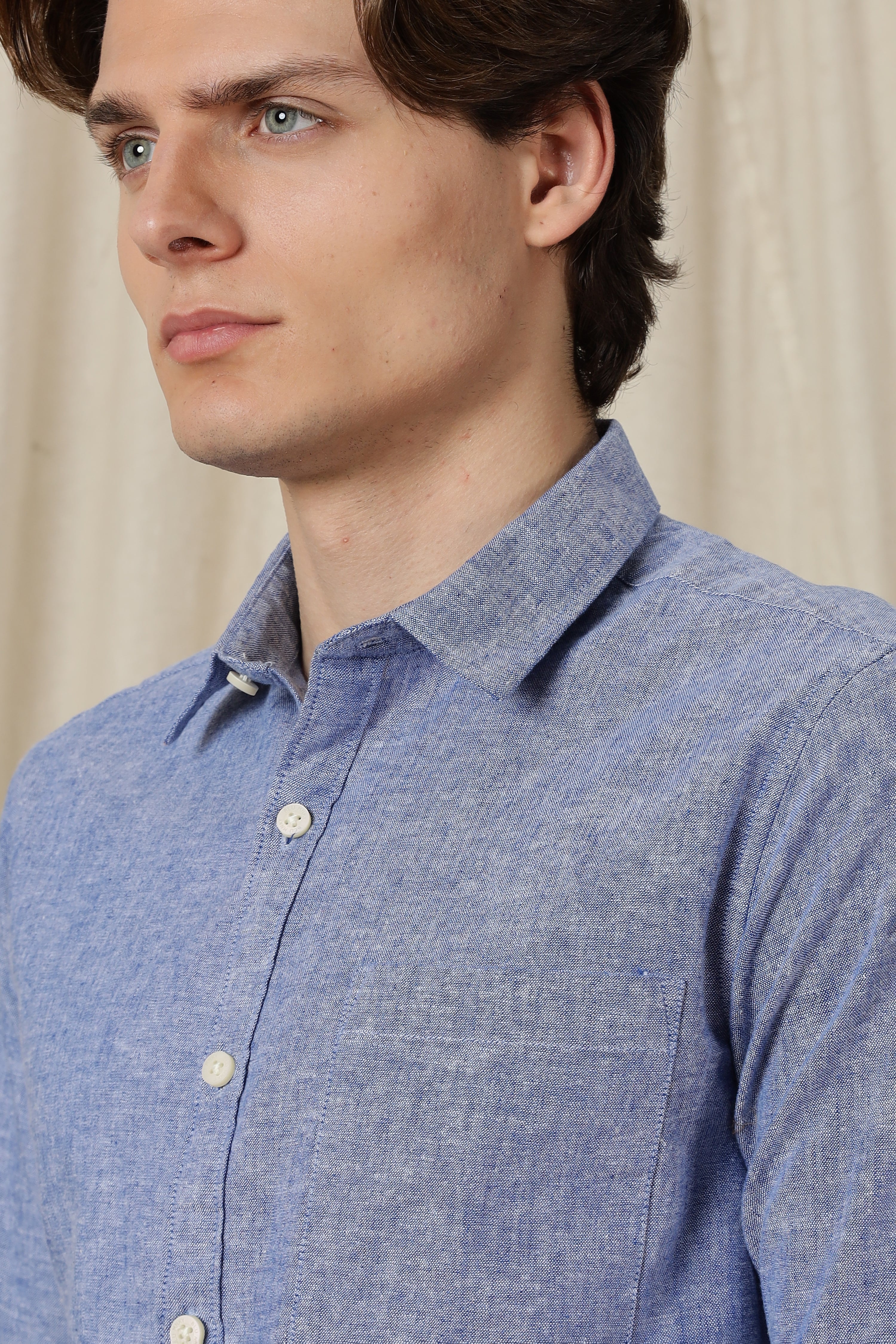 Men Linen Solid Casual Shirt