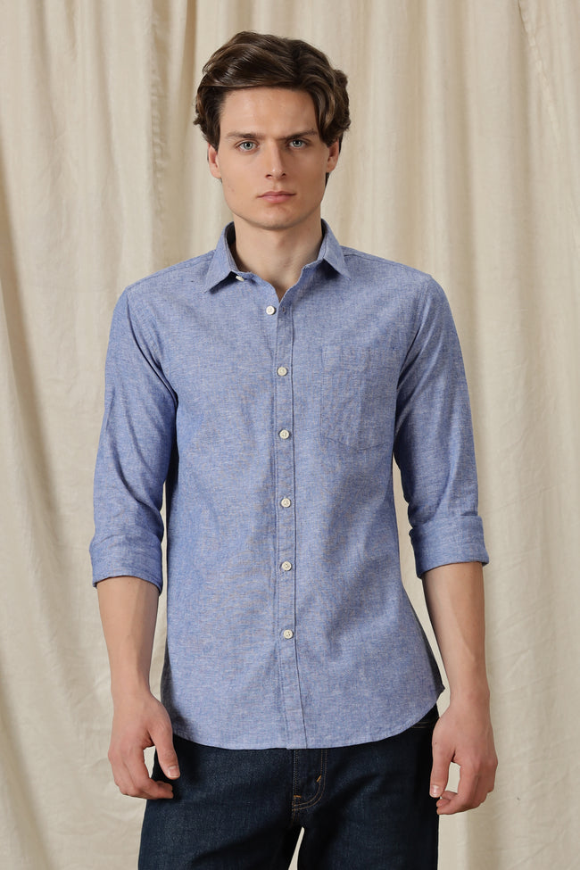 Men Linen Solid Casual Shirt