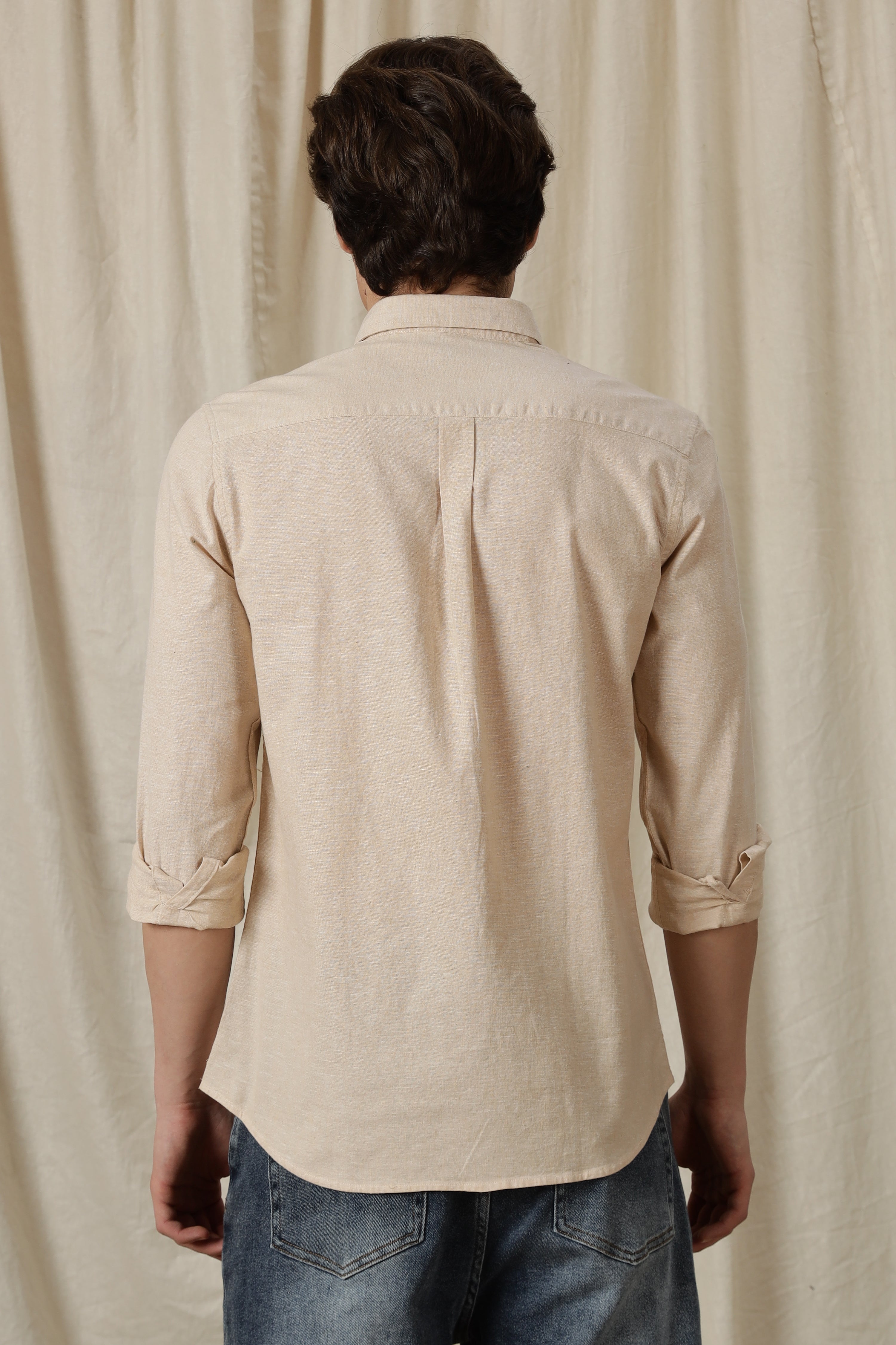 Men Linen Solid Casual Shirt