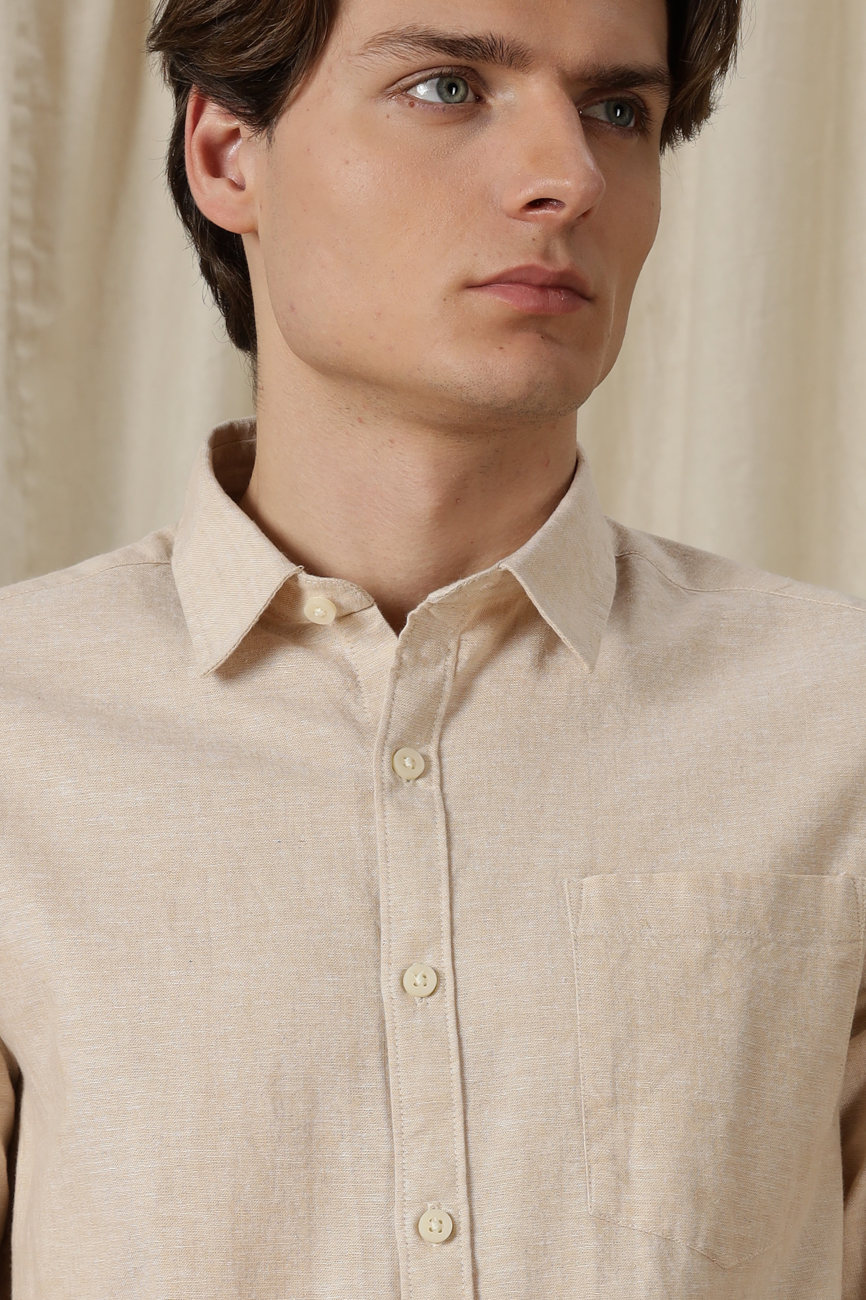 Men Linen Solid Casual Shirt