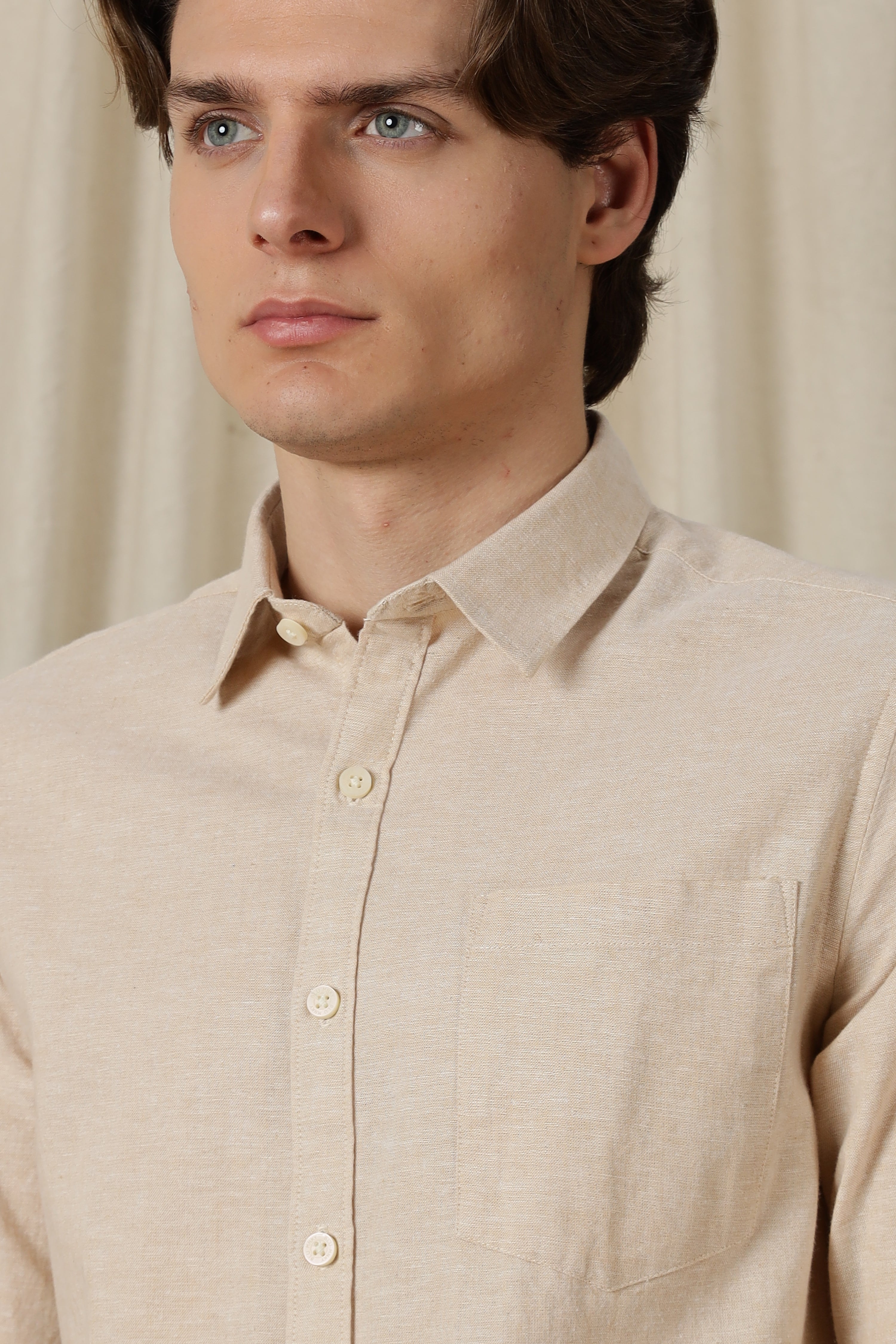 Men Linen Solid Casual Shirt