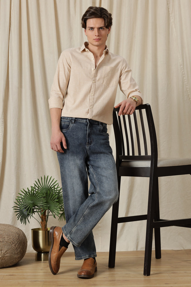 Men Linen Solid Casual Shirt