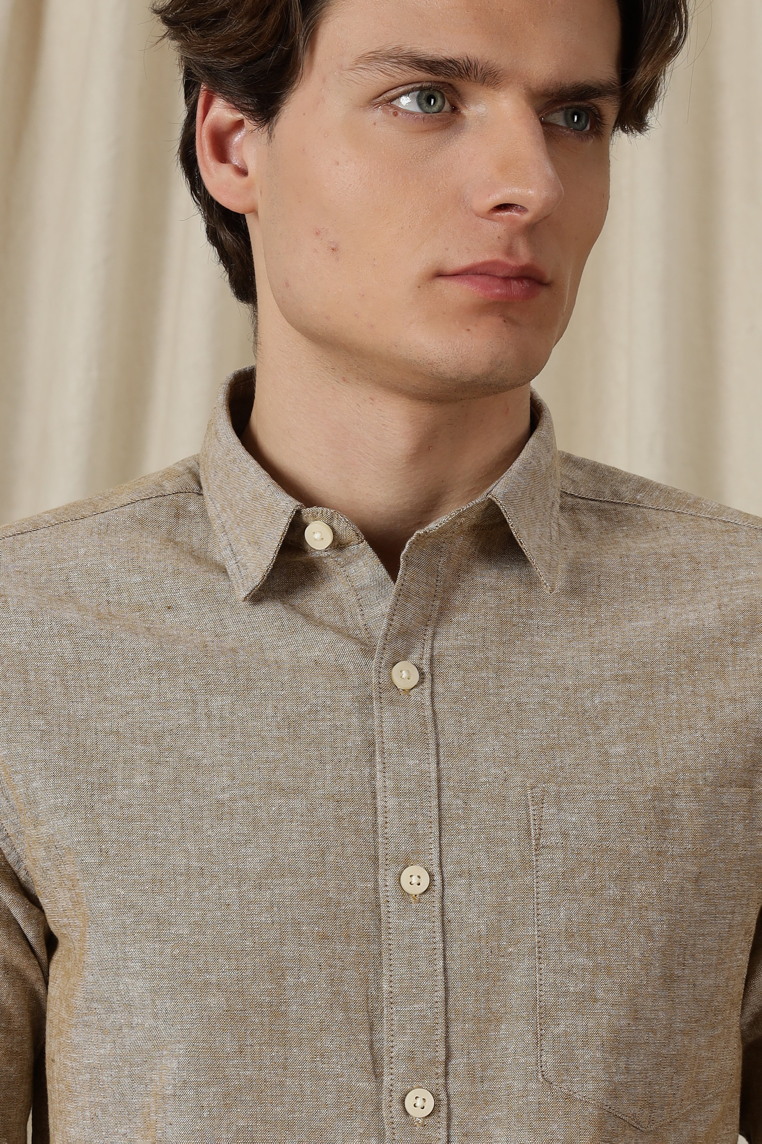 Men Linen Solid Casual Shirt