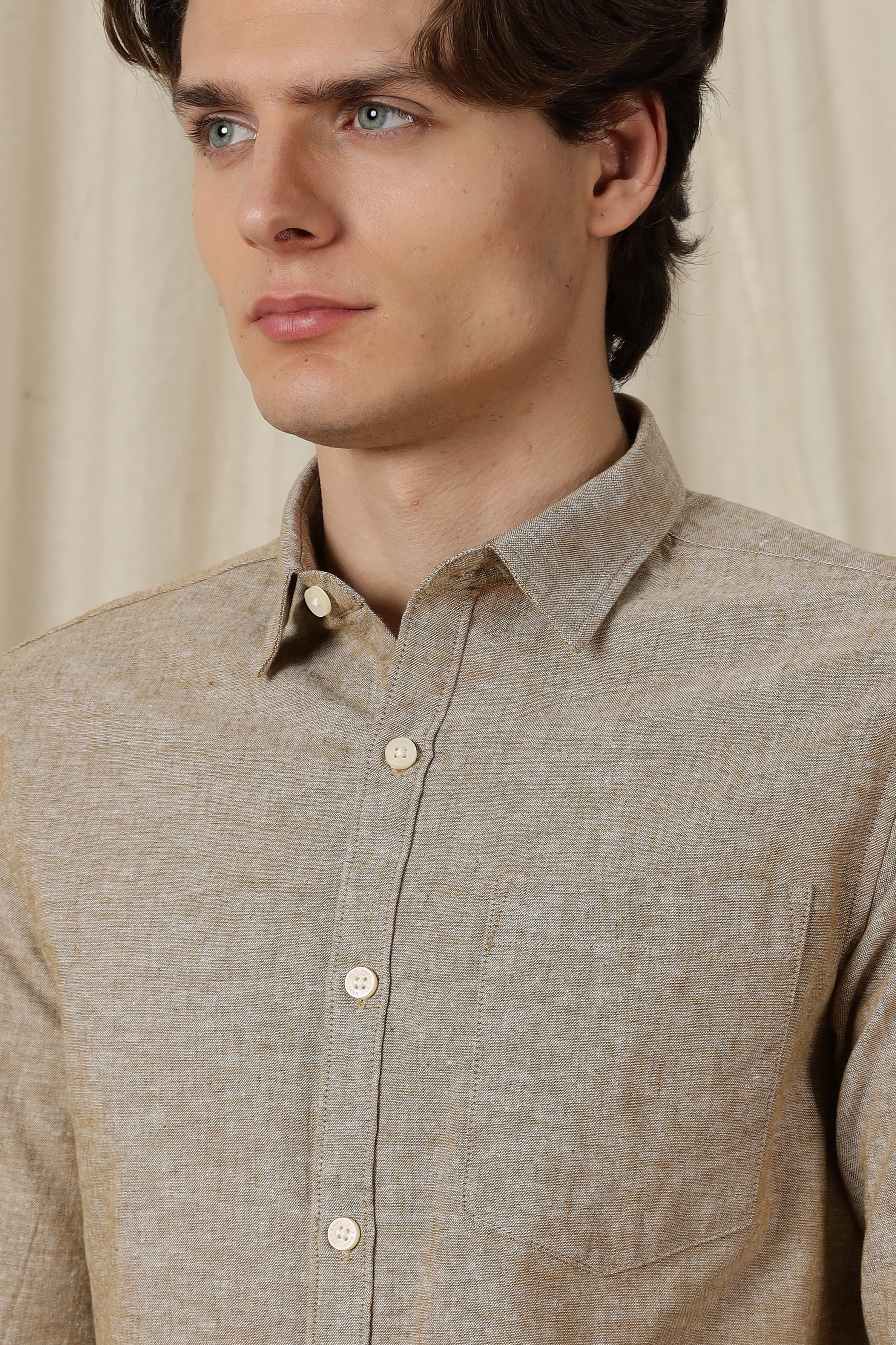 Men Linen Solid Casual Shirt