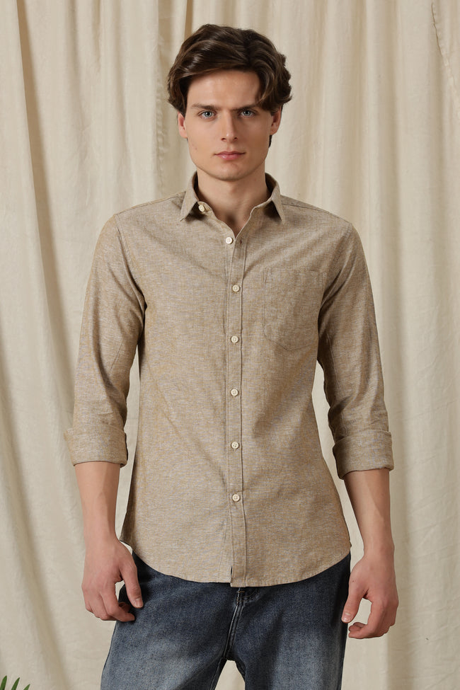 Men Linen Solid Casual Shirt
