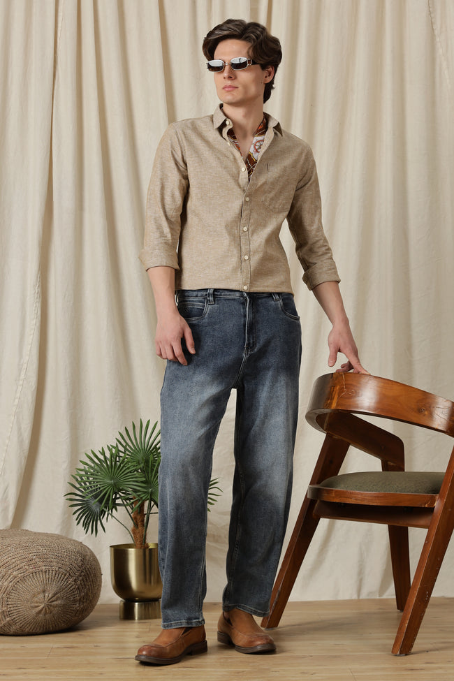 Men Linen Solid Casual Shirt