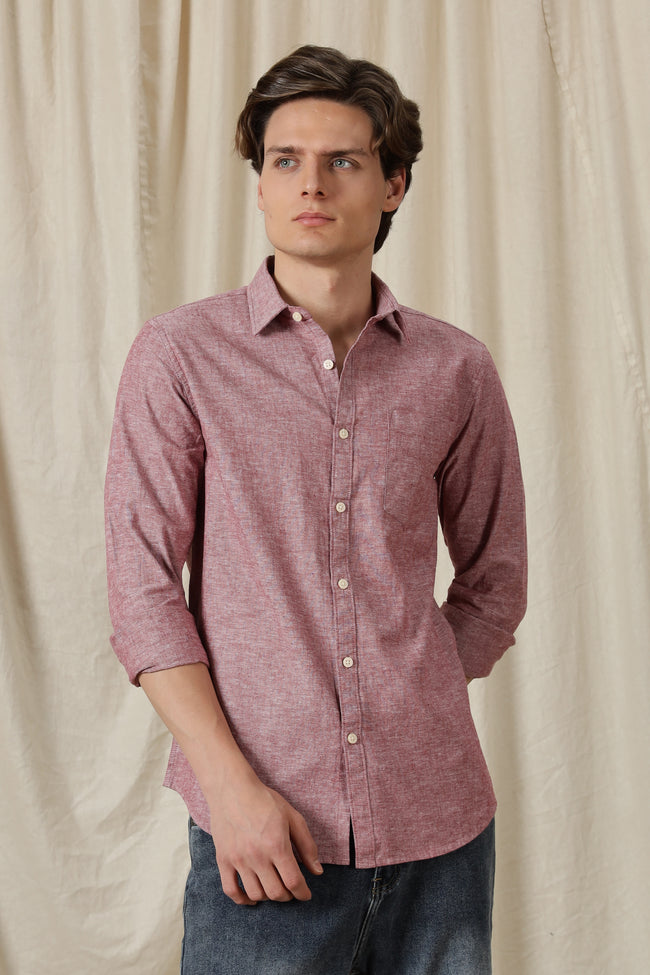 Men Linen Solid Casual Shirt