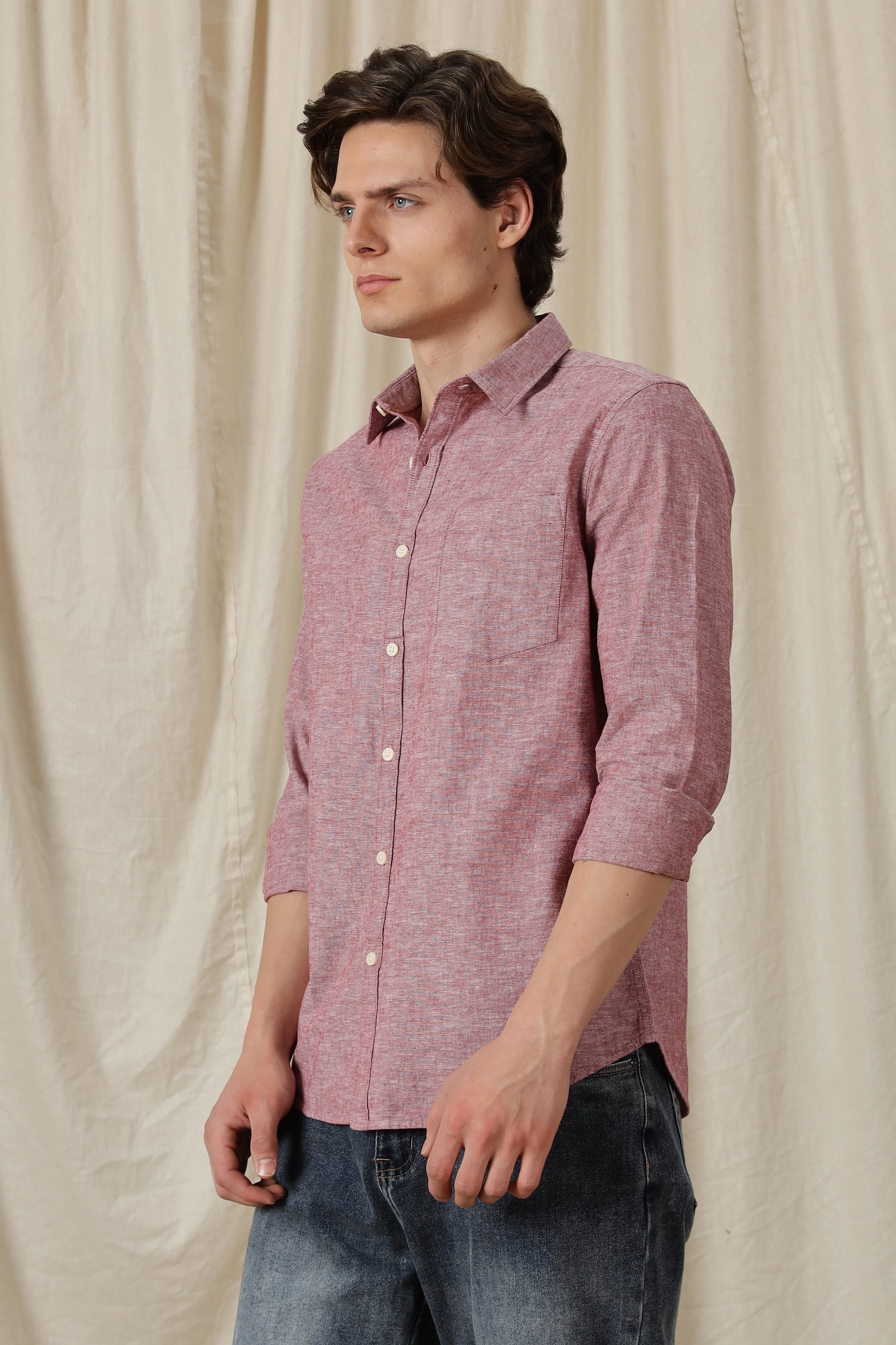 Men Linen Solid Casual Shirt