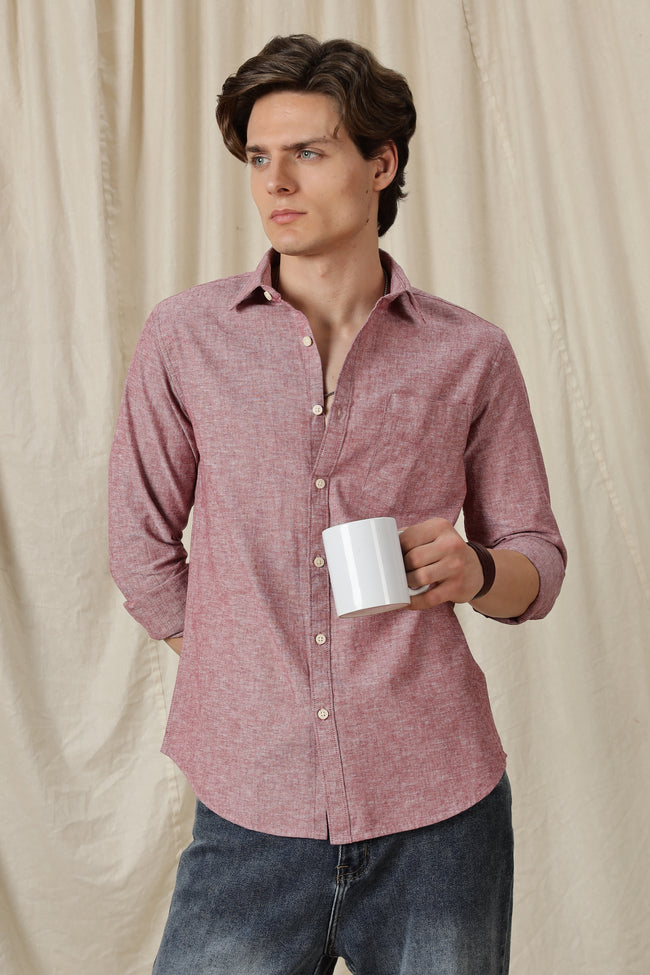 Men Linen Solid Casual Shirt