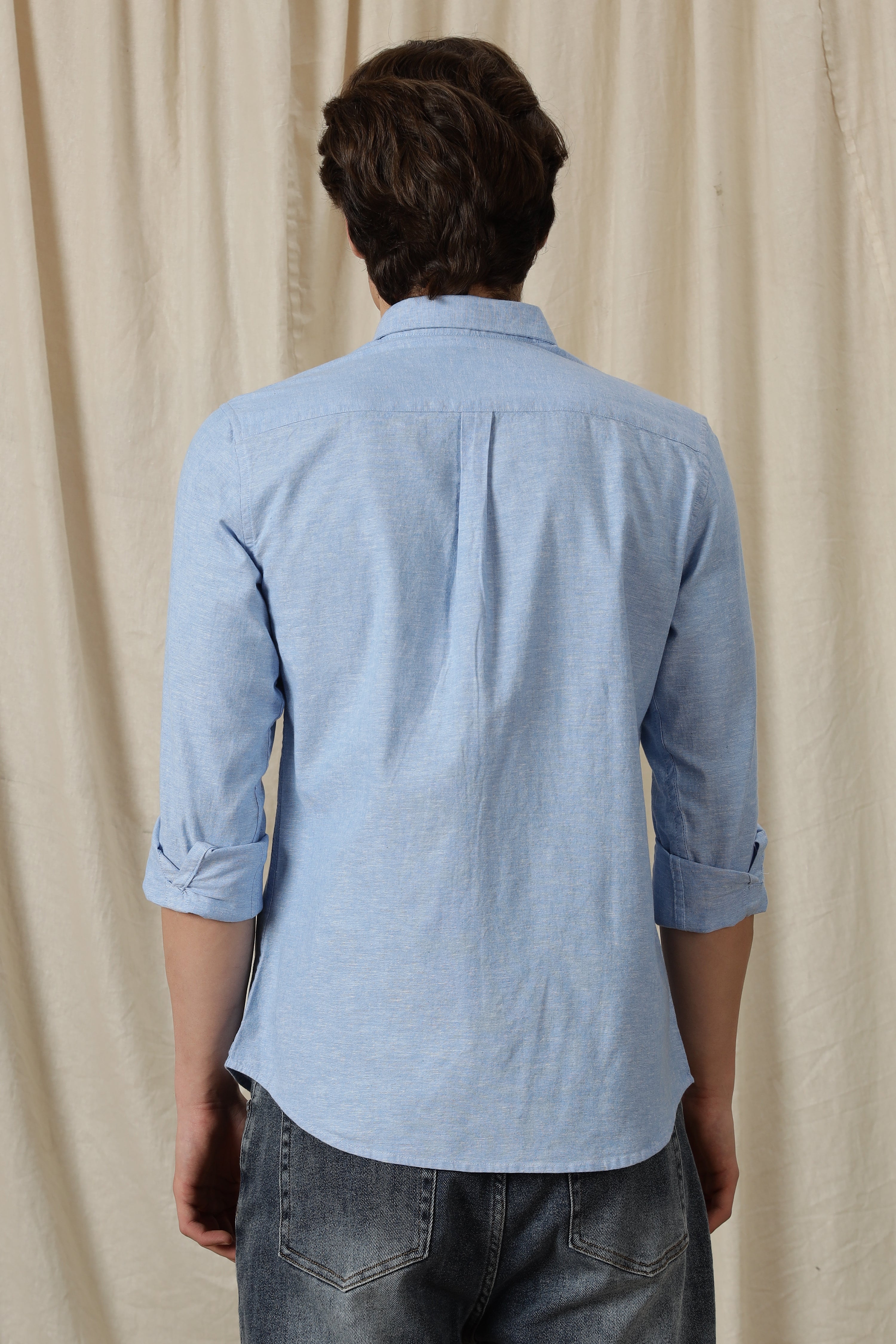Men Linen Solid Casual Shirt