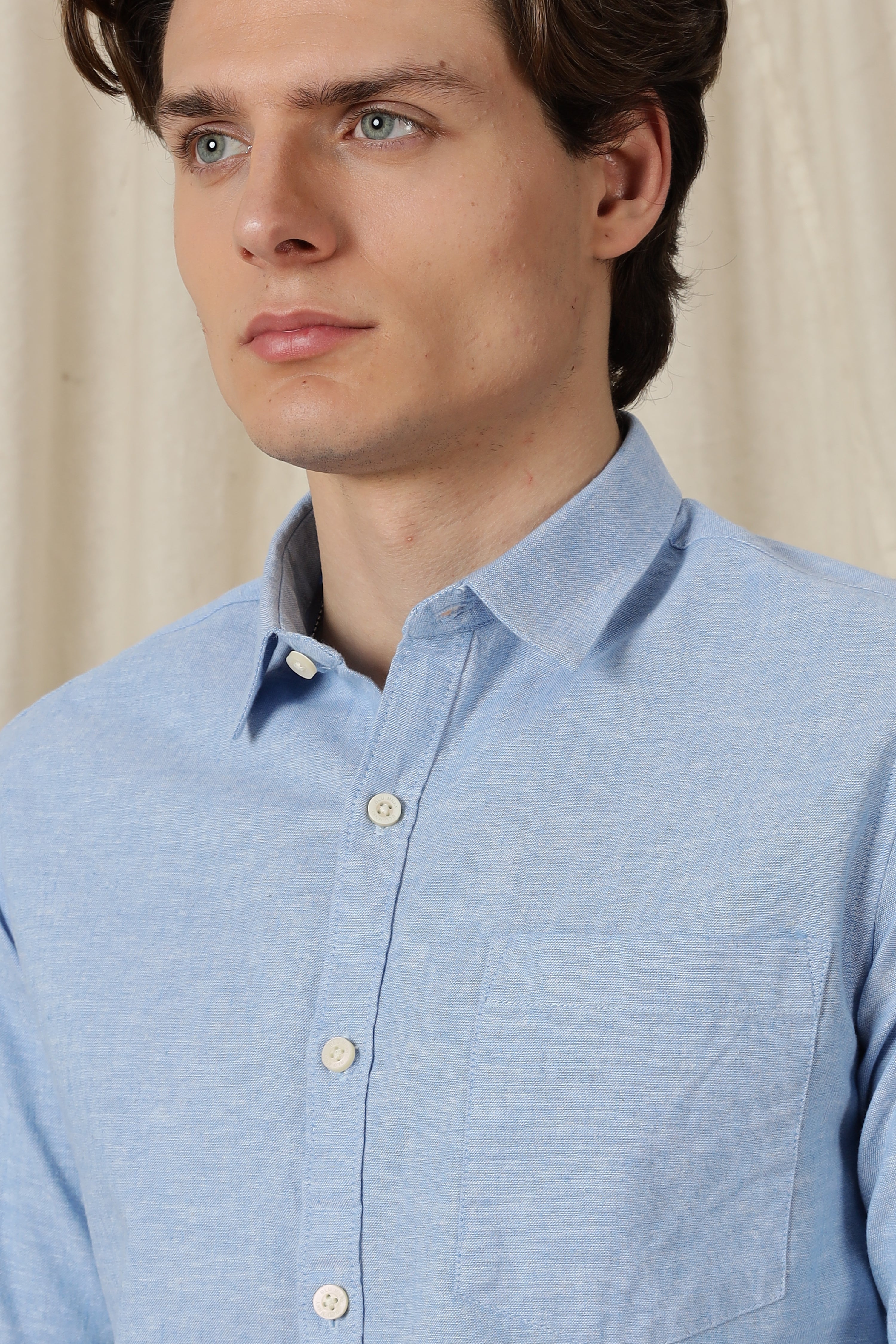 Men Linen Solid Casual Shirt