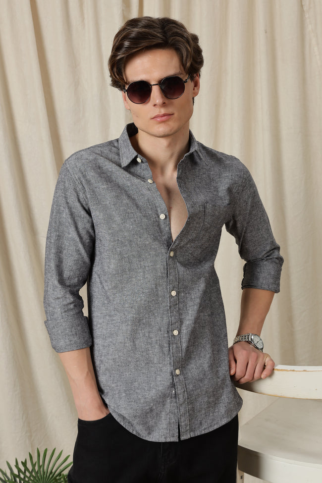 Men Linen Solid Casual Shirt