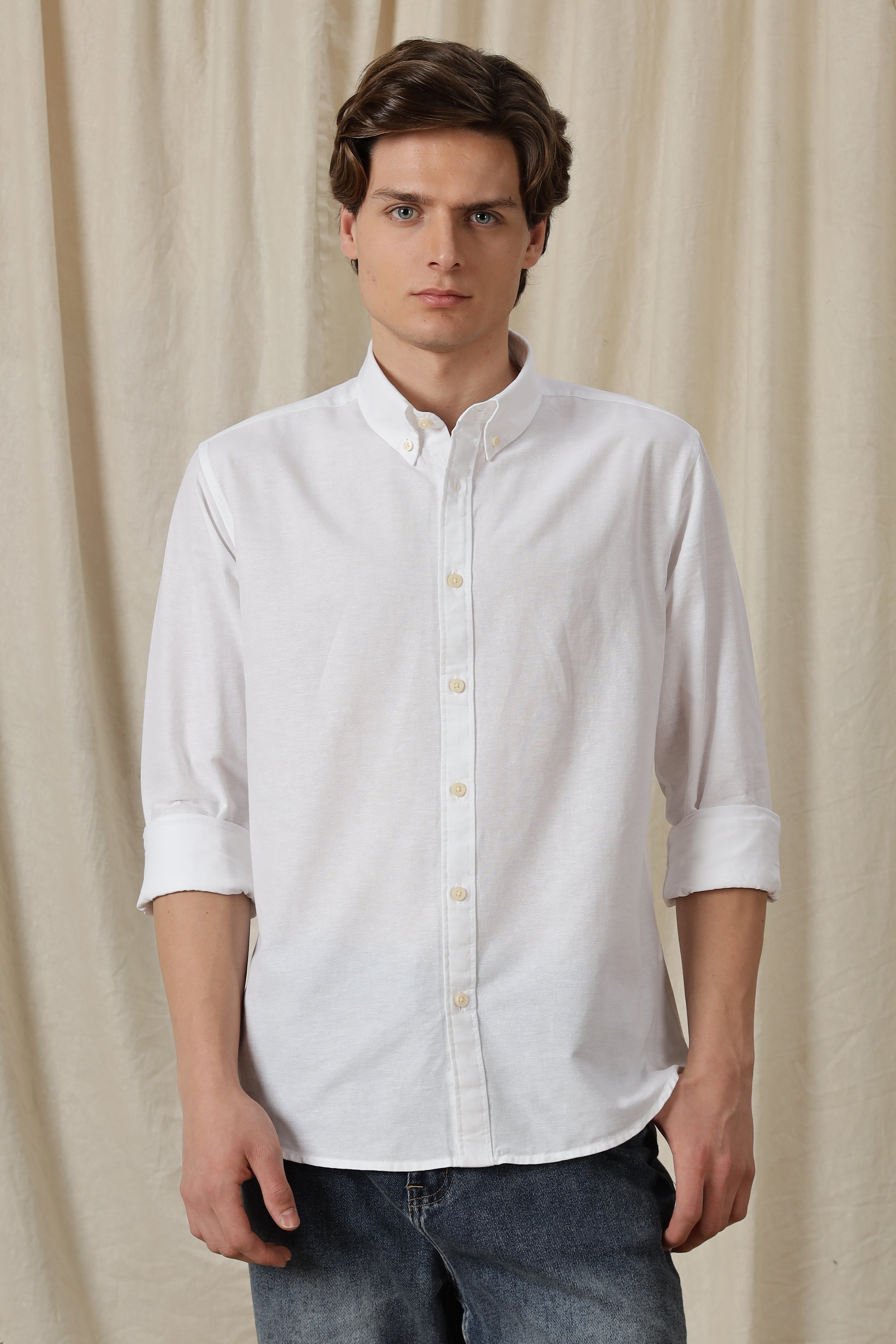 Men Classic Button-Down Solid Casual Shirt