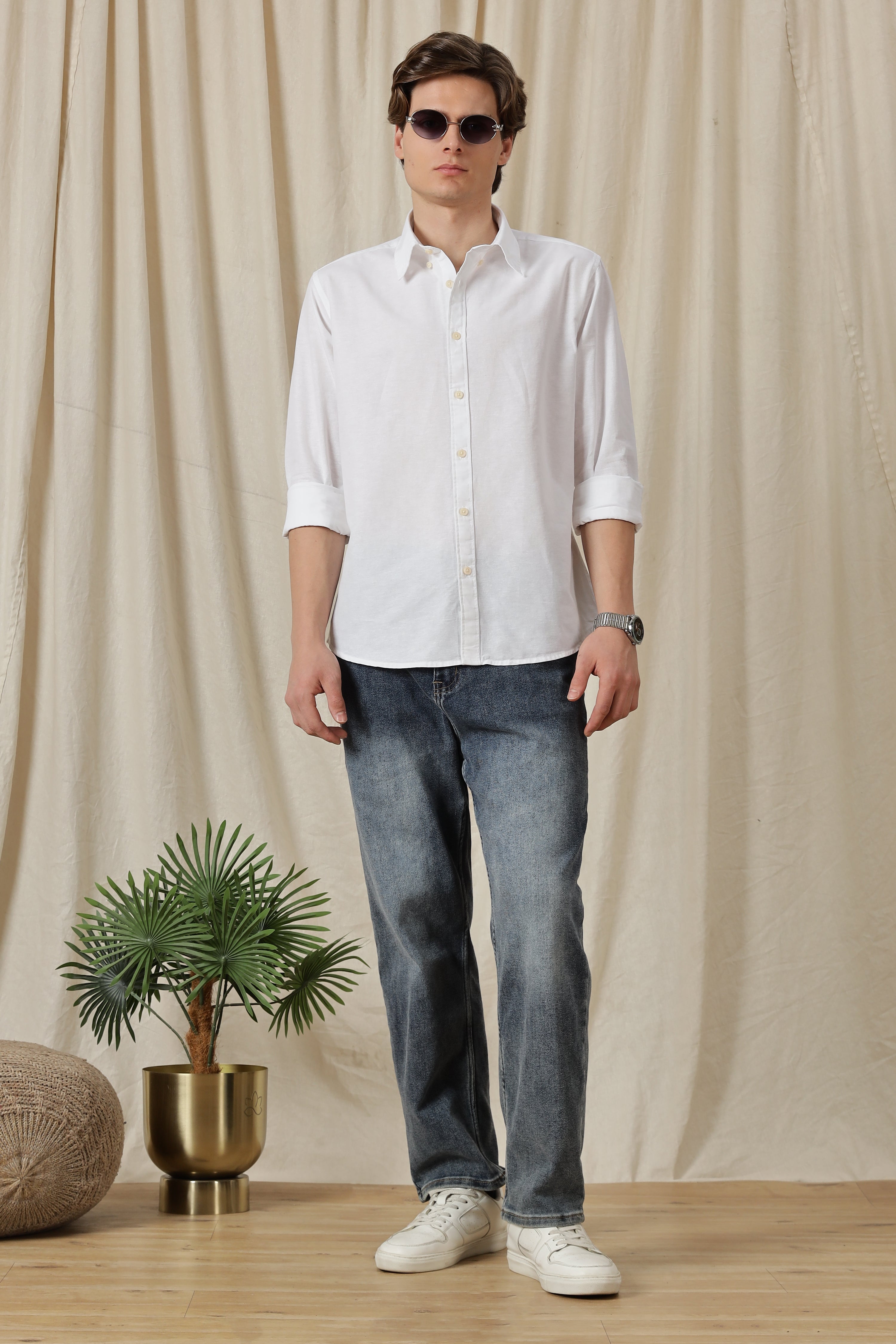 Men Classic Button-Down Solid Casual Shirt