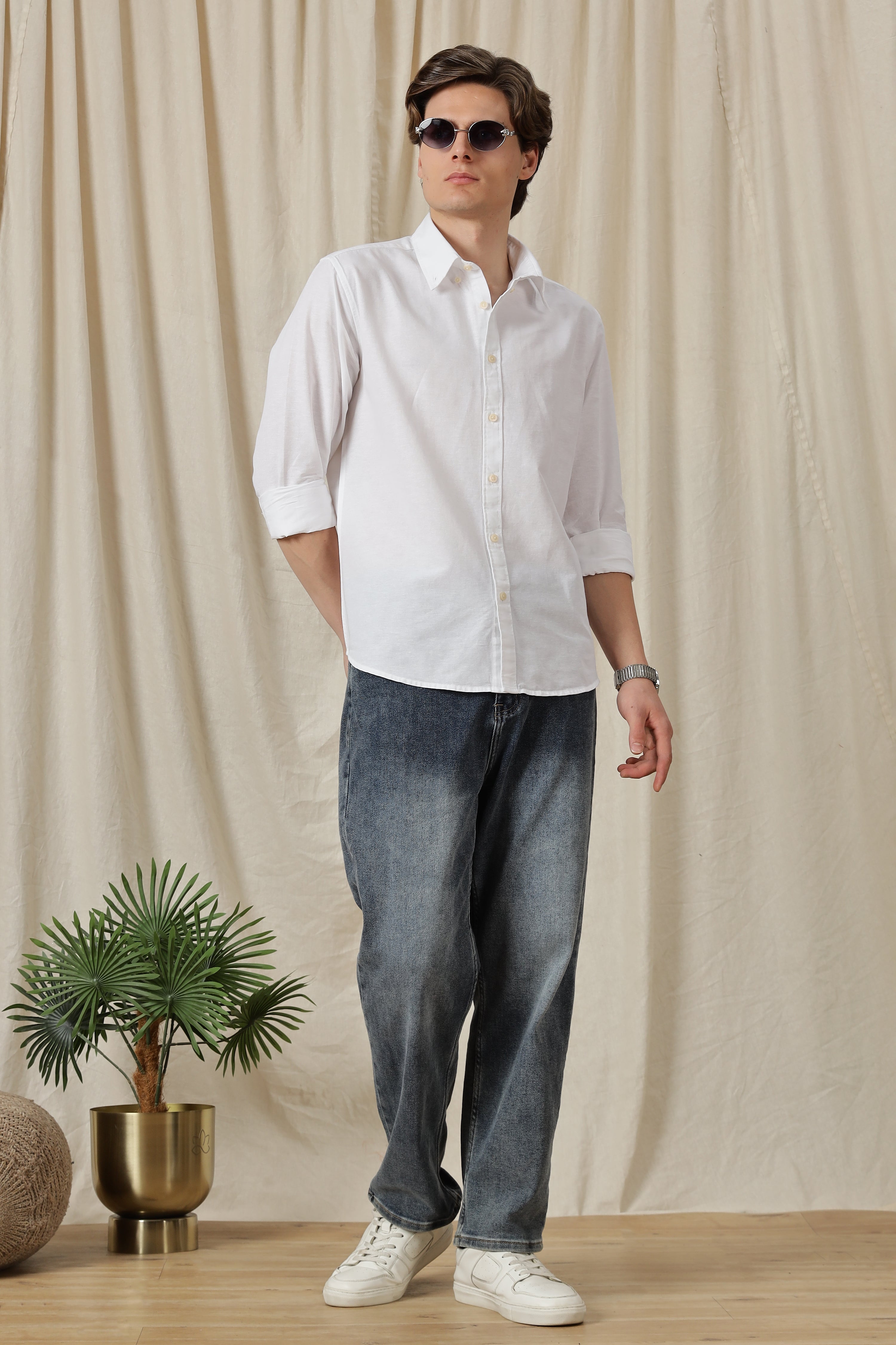 Men Classic Button-Down Solid Casual Shirt