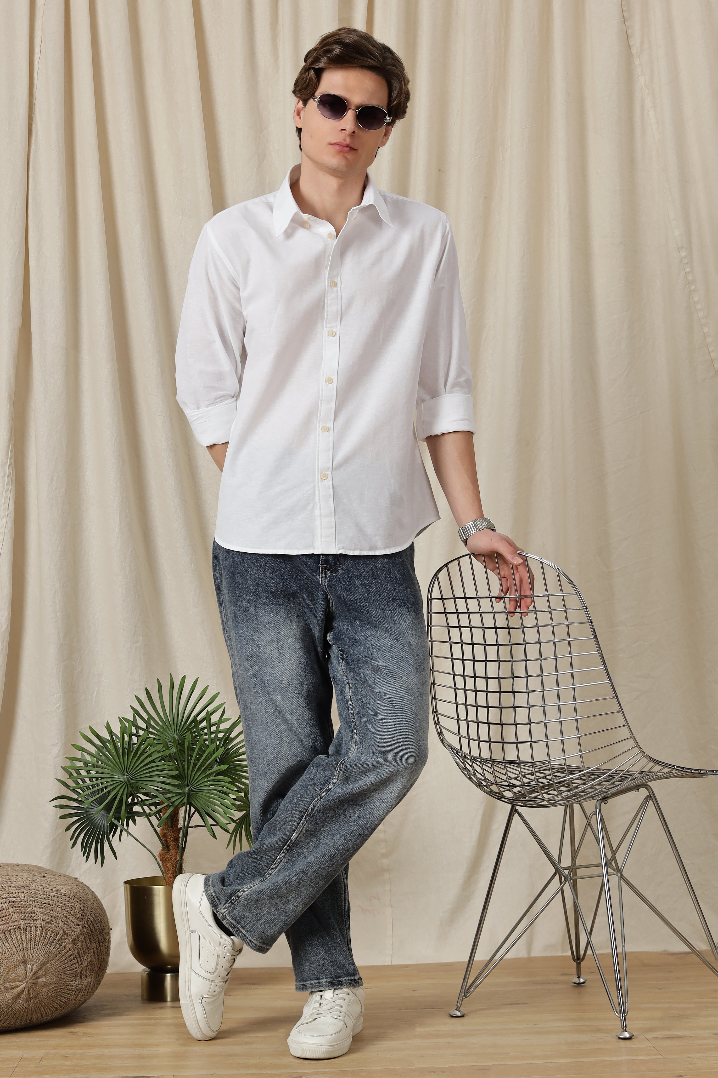 Men Classic Button-Down Solid Casual Shirt