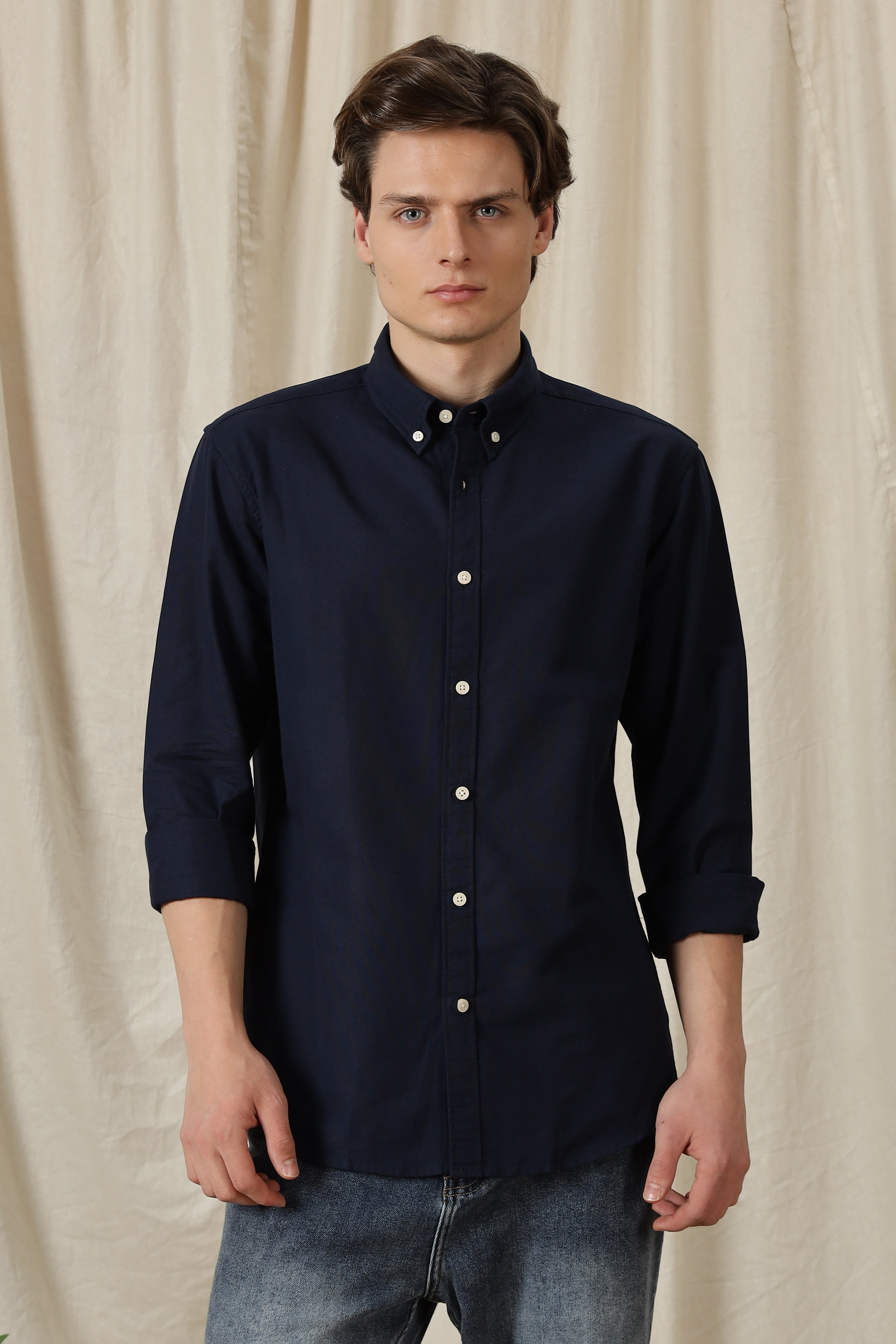 Men Classic Button-Down Solid Casual Shirt