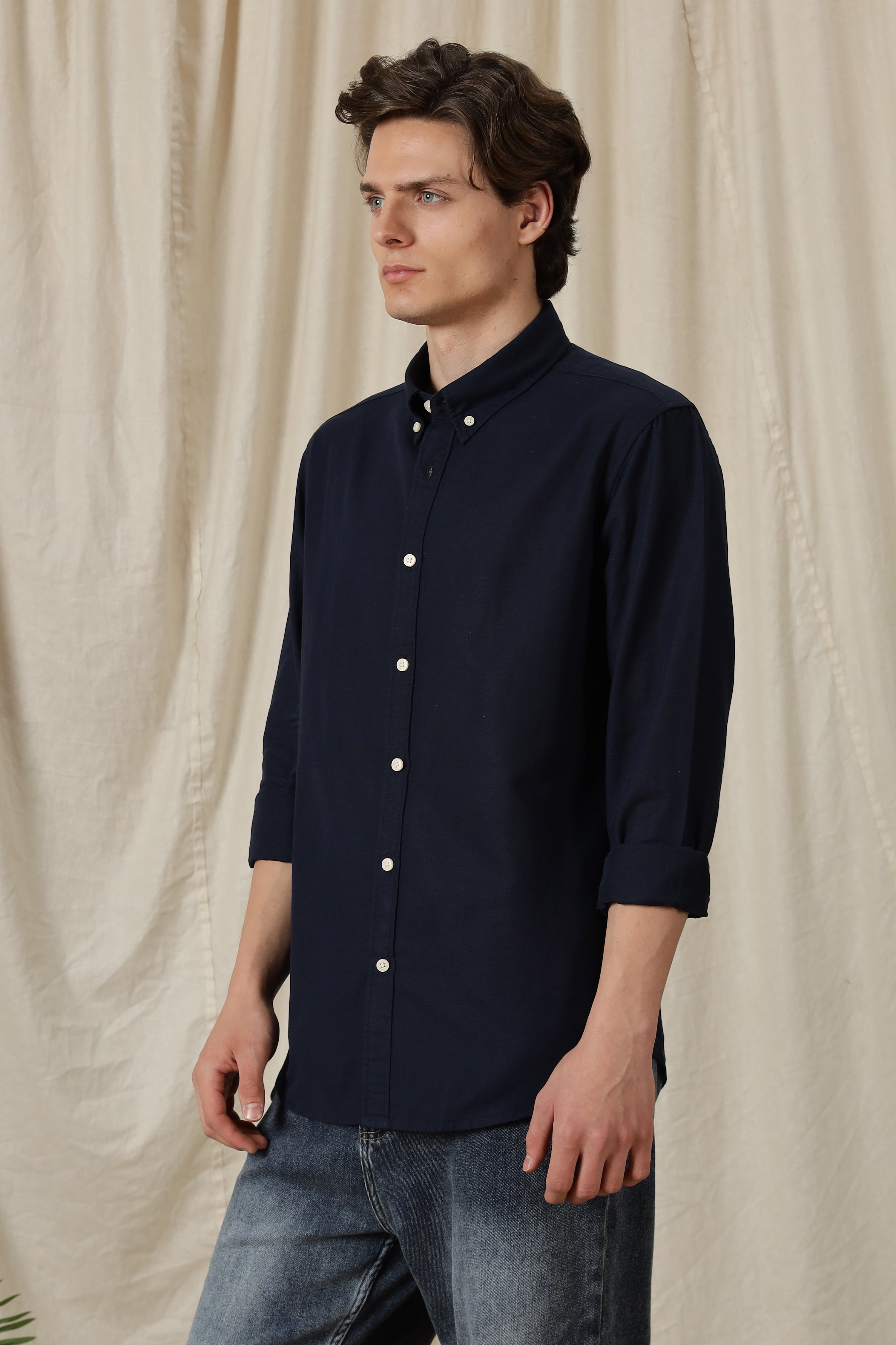 Men Classic Button-Down Solid Casual Shirt