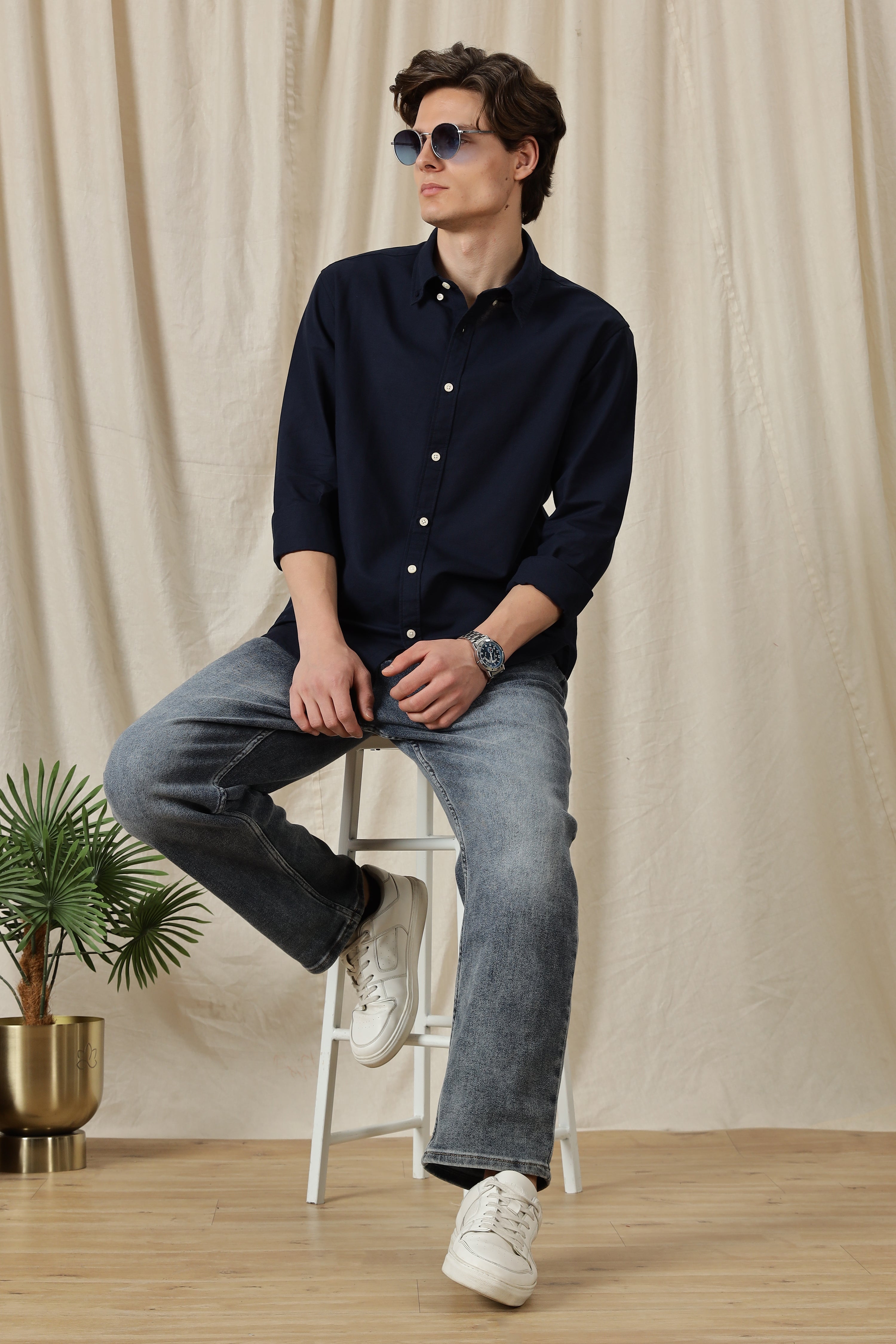 Men Classic Button-Down Solid Casual Shirt