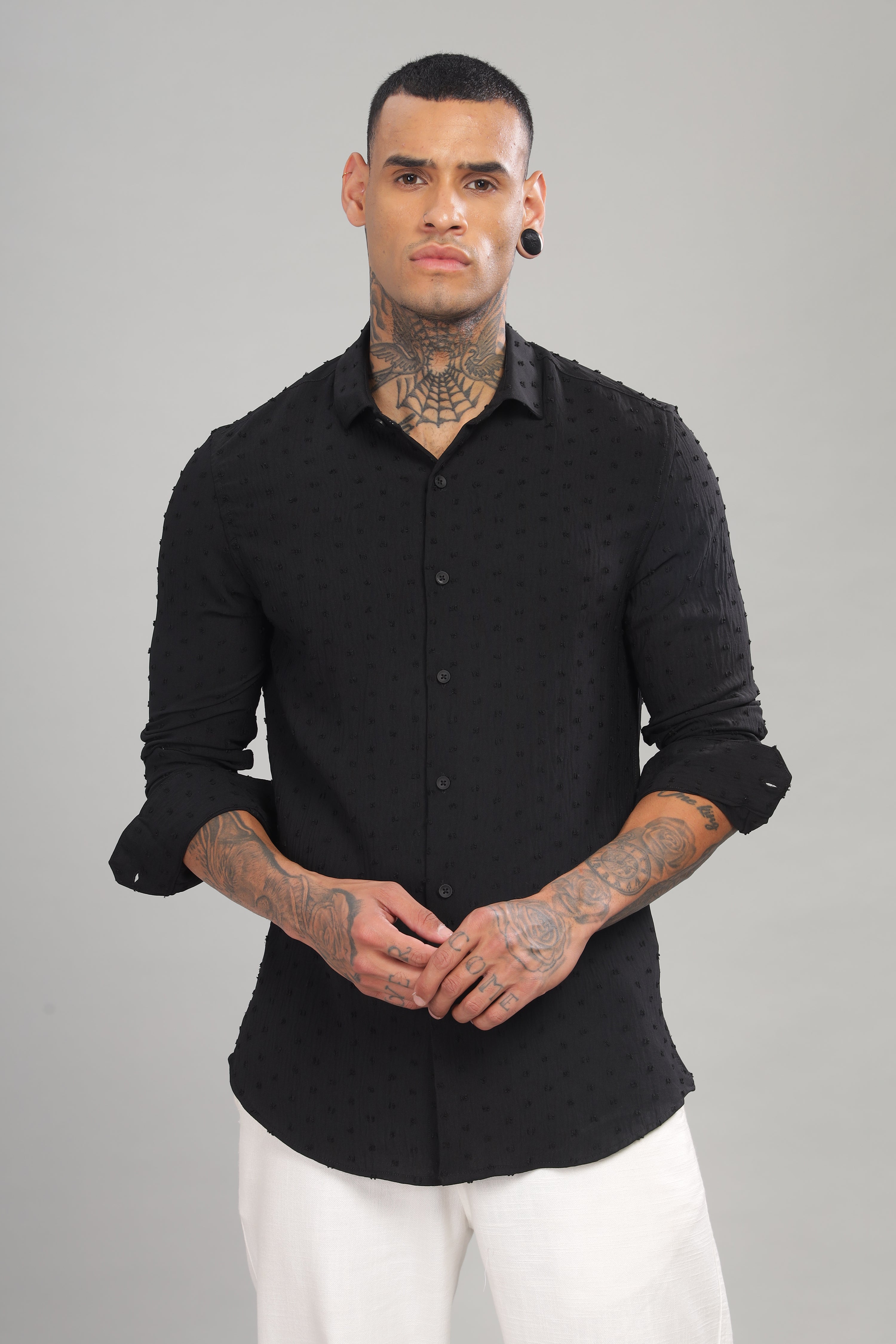 Men Black Slim Fit Shirt